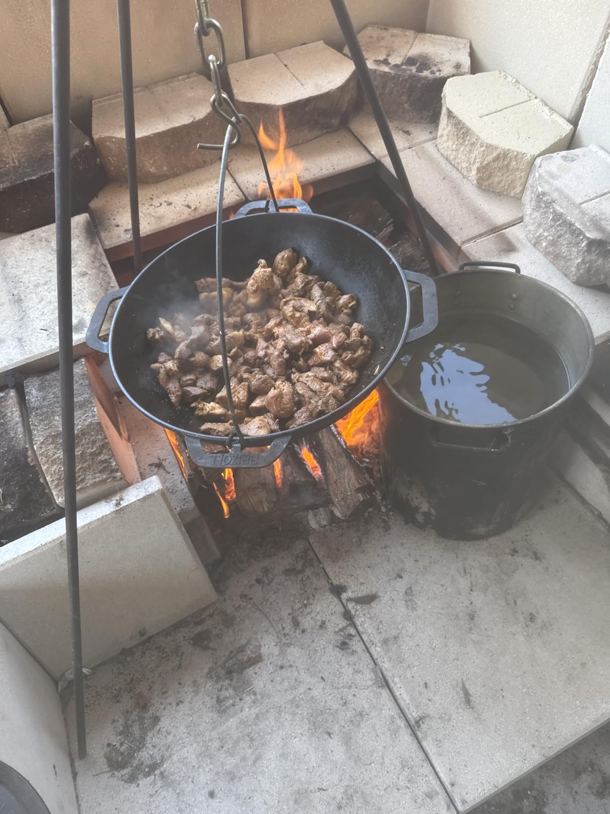 Dutch Oven Pot with Lid Cast Iron Asian Cauldron (Kazan) with Cast Iron Lid Camping Wok Kazan Cooking Pot Kitchen Pot Cookware (15.85 qt. (15 L)) customer photo 1