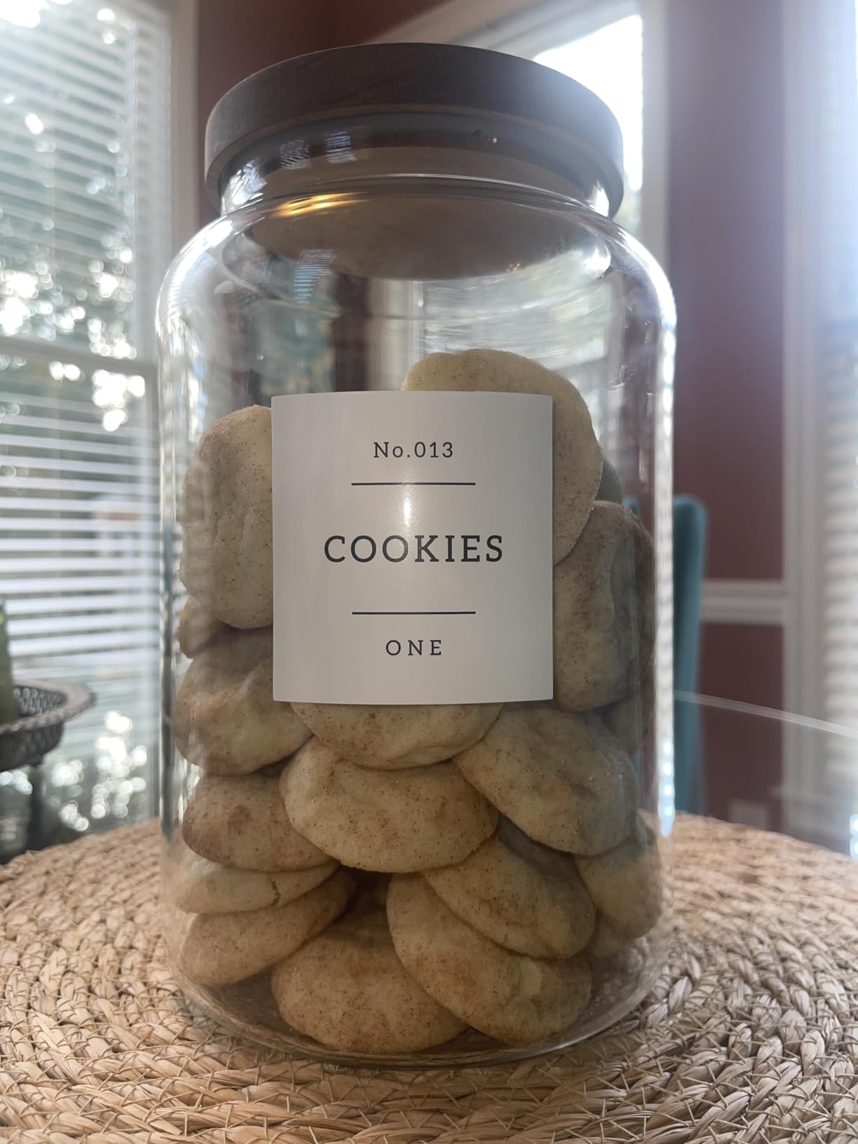 1 Gallon Large Glass Cookie jar with Airtight Acacia lids - Thicken Big Food Storage Containers with 42 Kitchen Waterproof Pantry Labels Preprinted - Clear Glass Canister for Flour, Rice, Coffee customer photo 1