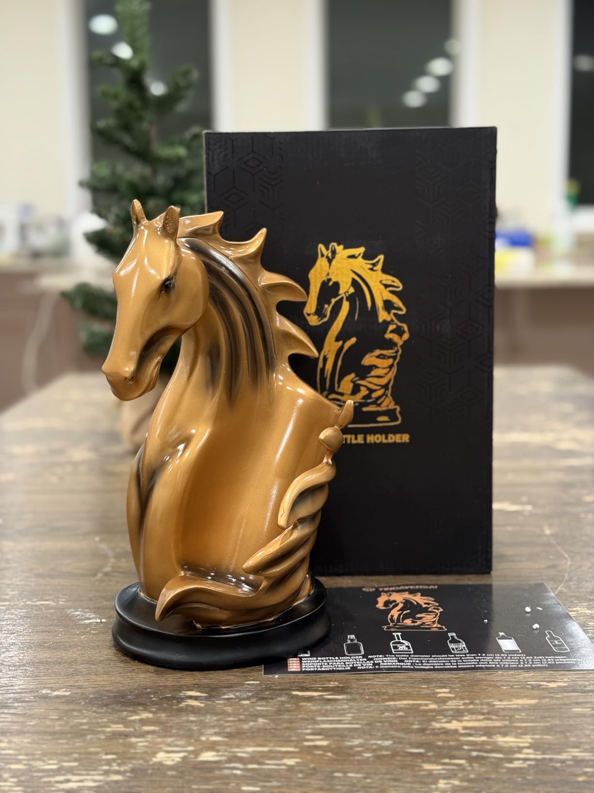 Wine Bottle Holder Wine Racks Tabletop Horse Statue as Home Kitchen Wine Cellar Decorative Storage Organizer, Horse Sculpture Horse Decor Horse Gifts for Girls Men Women (Silver) customer photo 2
