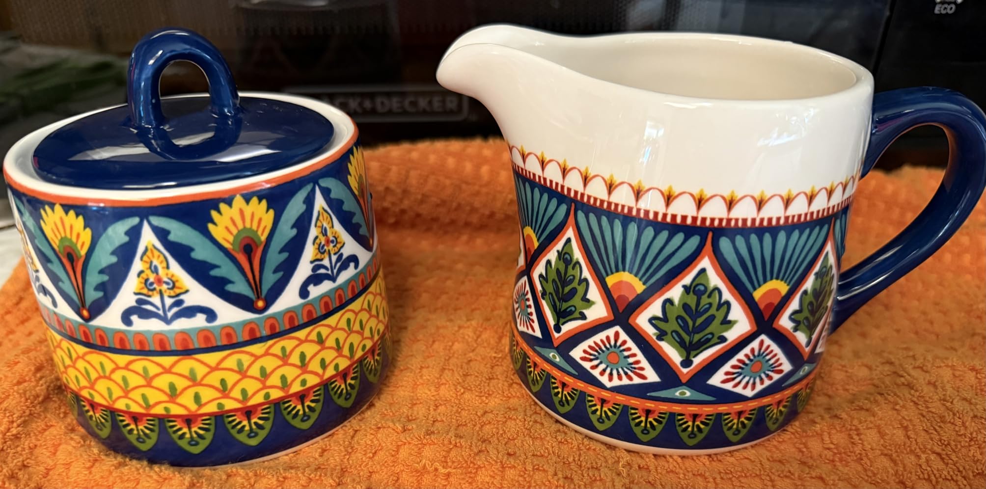 Bico Summer Provence Ceramic Sugar and Creamer Set, Sugar Bowl with Lid, Cute Container for Coffee Bar, Kitchen Countertop Accessories customer photo 2