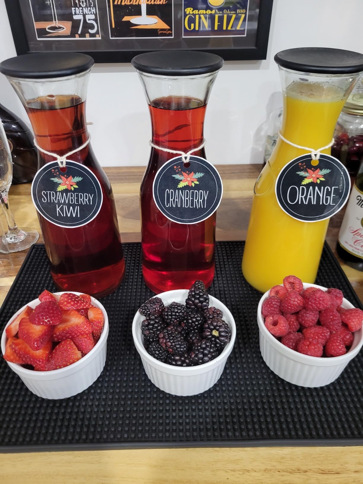 JoyJolt Glass Carafe with Lid, Set of 3 - 1 Liter Glass Pitcher for Mimosa Bar, Water, Iced Tea, Juice, Wine, Lemonade, Milk - Dishwasher Safe Beverage Drink Dispensers for Brunch, Parties customer photo 2