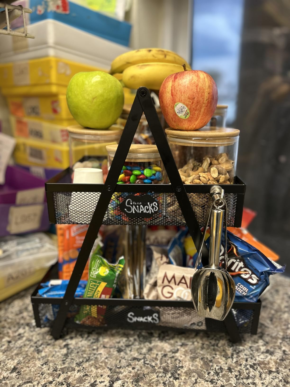 EKNITEY Tiered Snack Organizer Countertop - Metal Kitchen Counter Organizer Small Coffee Station Organize for Home, Picnic, Office customer photo 2