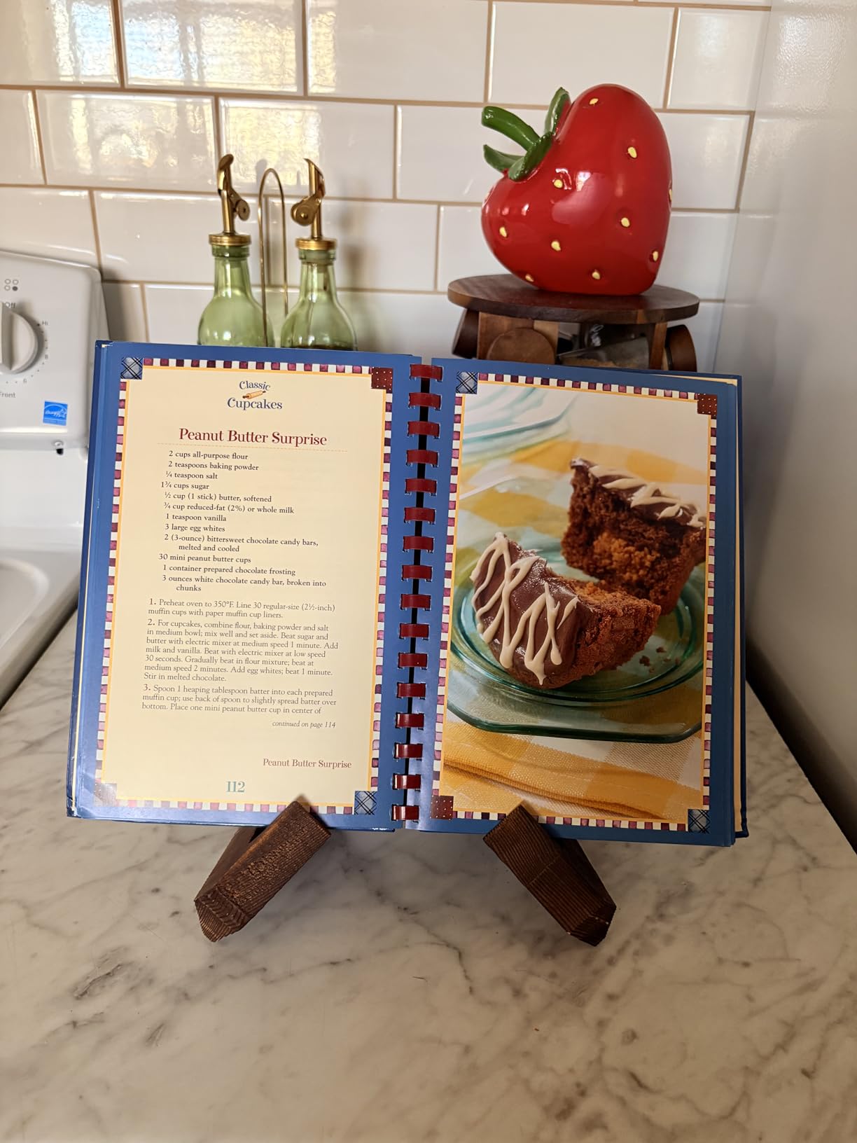 PUERSI Cookbook Stand for Kitchen, Recipe Book Holder for Kitchen Counter, Wooden Cookbook Holder, Rustic Cook Book Holder Stand - Rustic Brown customer photo 1