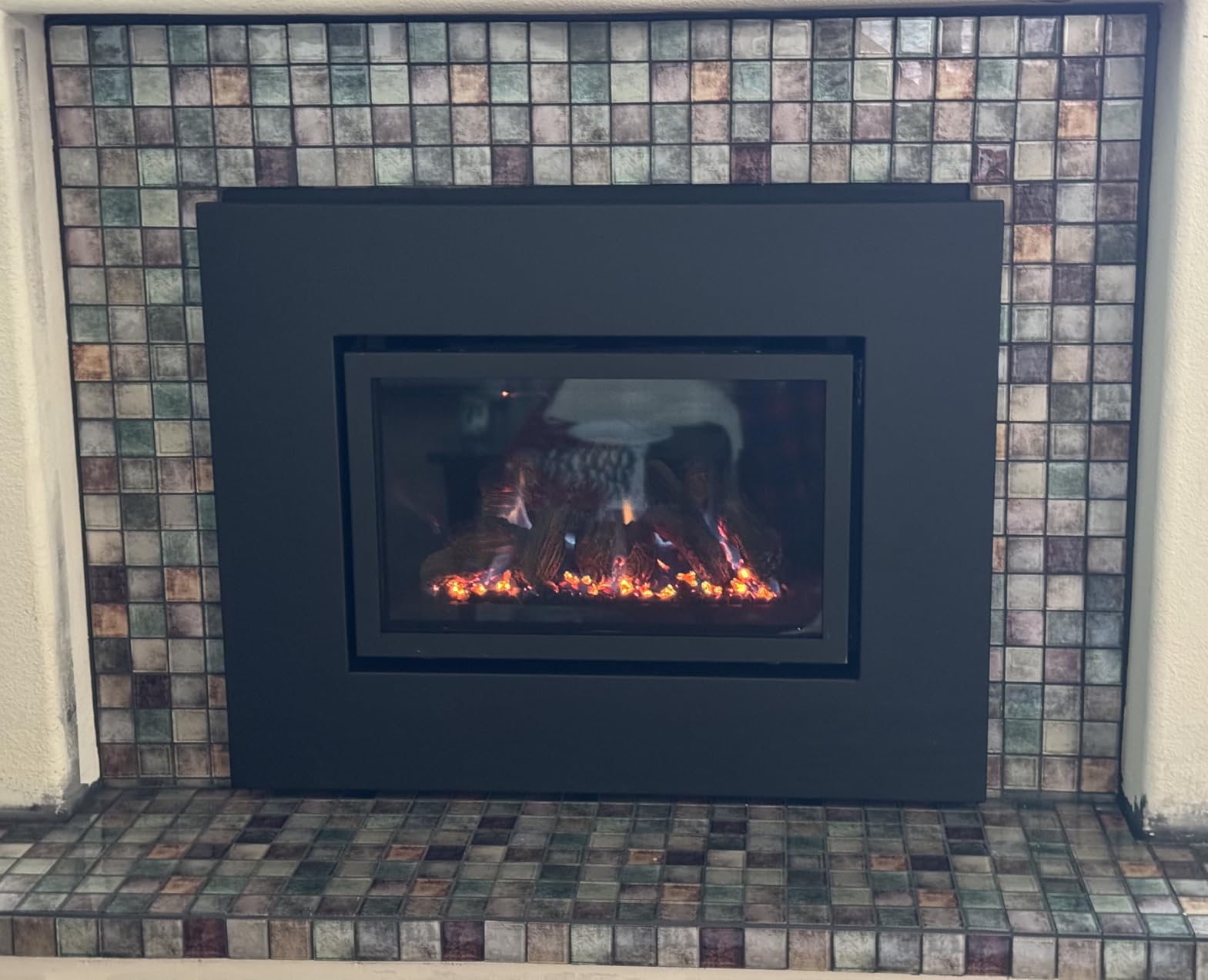 Antique 2'' x 2'' Glass Squared Tile Glazed Red Grey Grid Mosaic Wall Backsplash Tile PT31 (Box of 5 Sheets) customer photo 1
