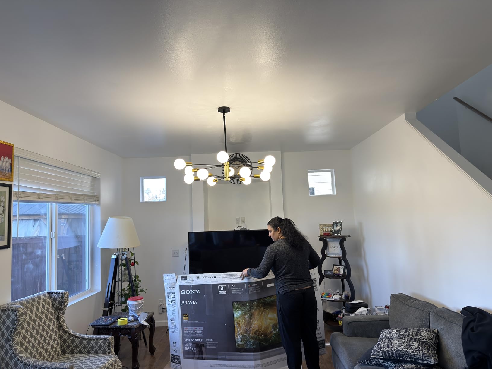 Modern Chandelier Ceiling Light Fixture Sputnik Chandeliers Gold and Black Farmhouse Chandelier Over Table 12-Light Height Adjustable customer photo 1
