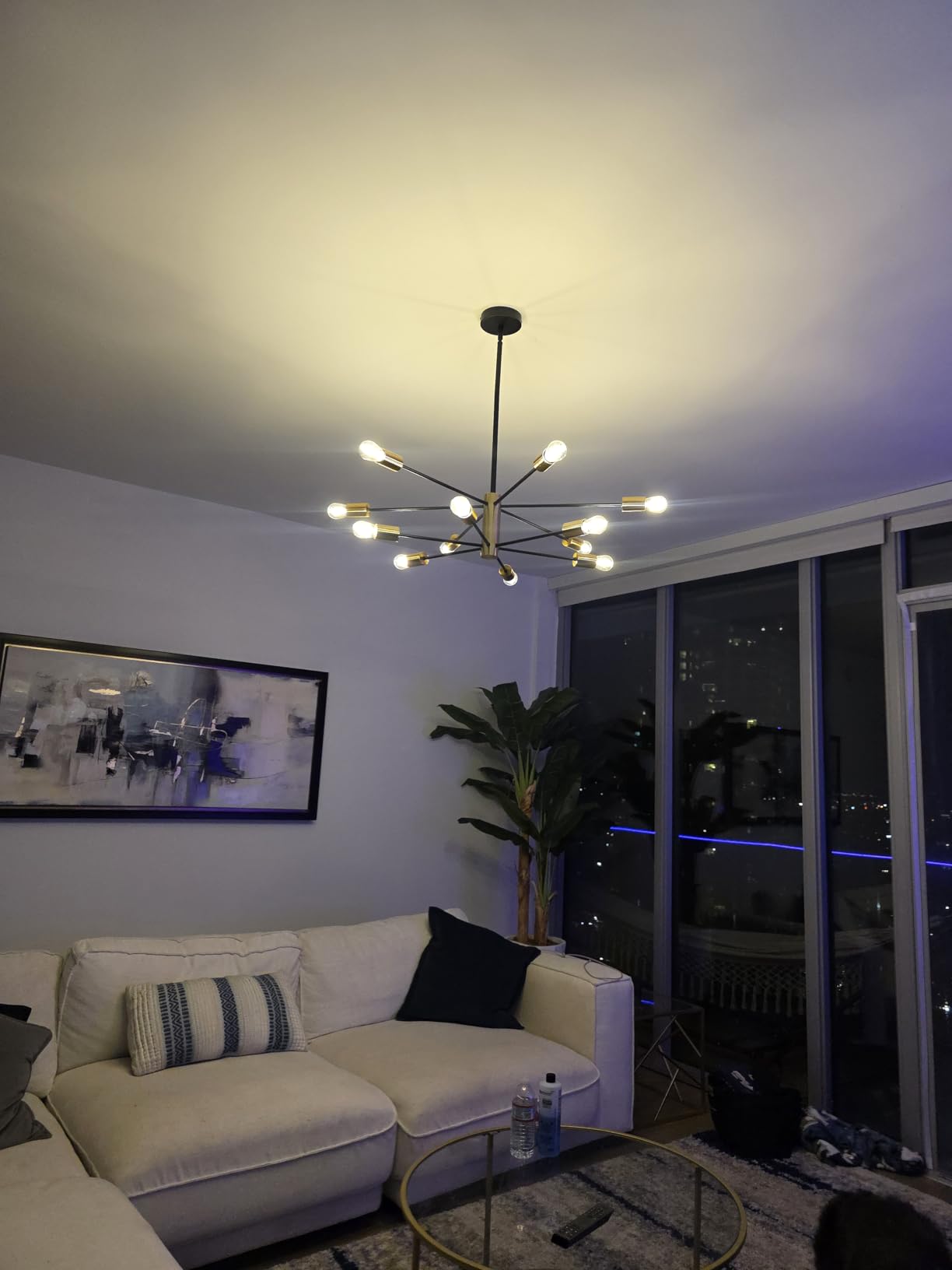 Modern Chandelier Ceiling Light Fixture Sputnik Chandeliers Gold and Black Farmhouse Chandelier Over Table 12-Light Height Adjustable customer photo 2