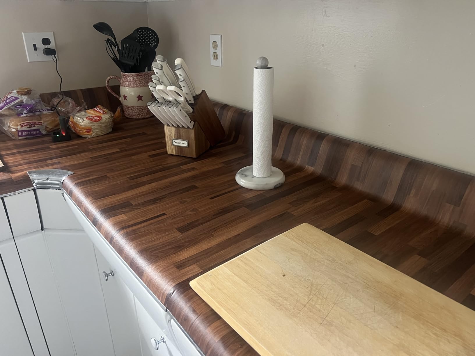 FunStick Thick Butcher Block Contact Paper for Countertops Waterproof Self Adhesive Brown Wood Wallpaper Peel and Stick Wood Grain Contact Paper Removable Wood Wallpaper for Table Cabinets 12