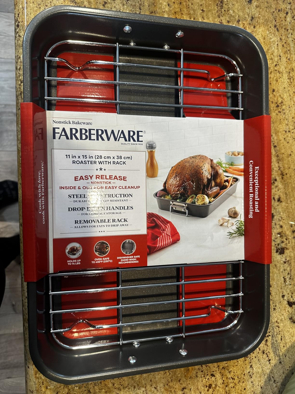 Farberware Classic Traditions Stainless Steel Roaster/Roasting Pan with Rack, 17 Inch x 12.25 Inch customer photo 1