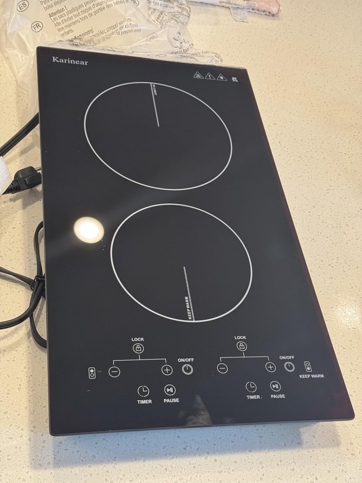 Karinear 2 Burners Electric Cooktop, 120v Plug in Ceramic Cooktop, 12 Inch Countertop & Built-in Electric Stove Top with Child Safety Lock, Timer, Over-Temperature Protection, Sensor Touch Control customer photo 2