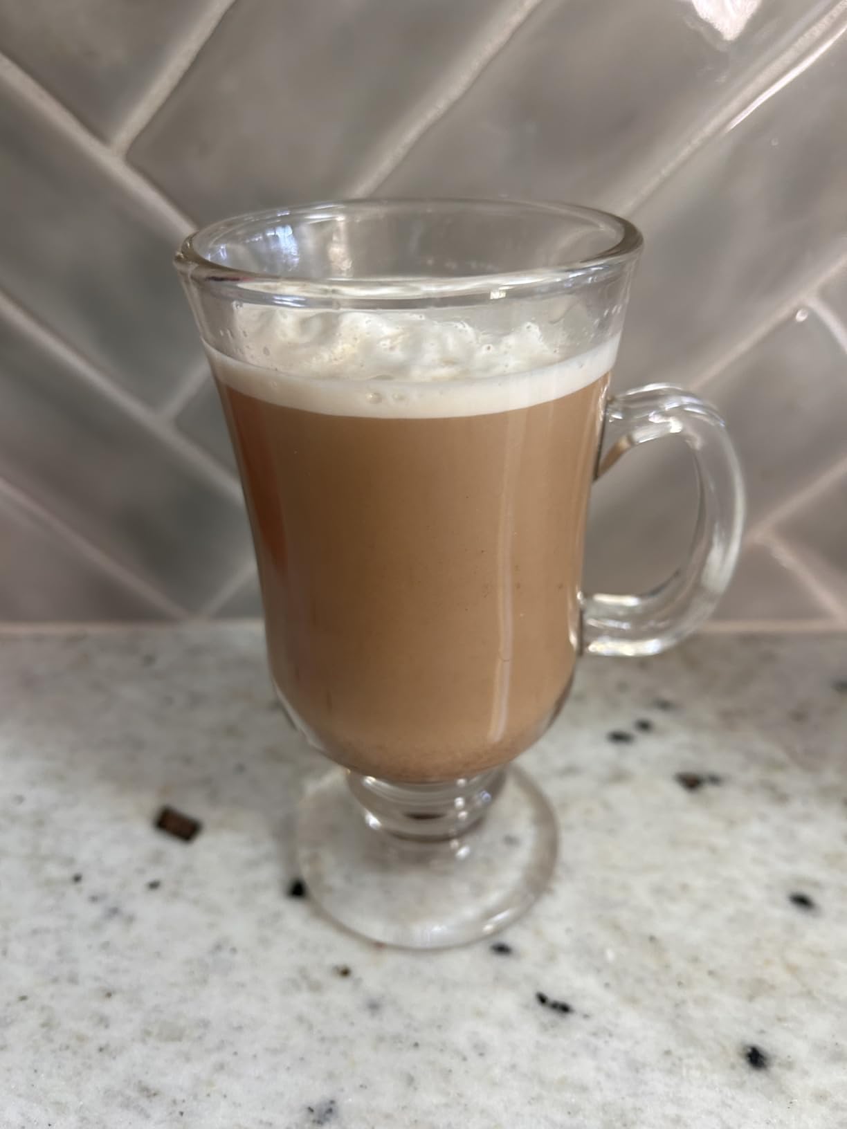 Dicunoy 6 Pack Irish Coffee Mugs, 8 oz Glass Clear Coffee Cups Stemmed, Pedestal Crystal Coffee Cup with Handle for Cappuccino, Latte, Ice Cream, Cocoa customer photo 1