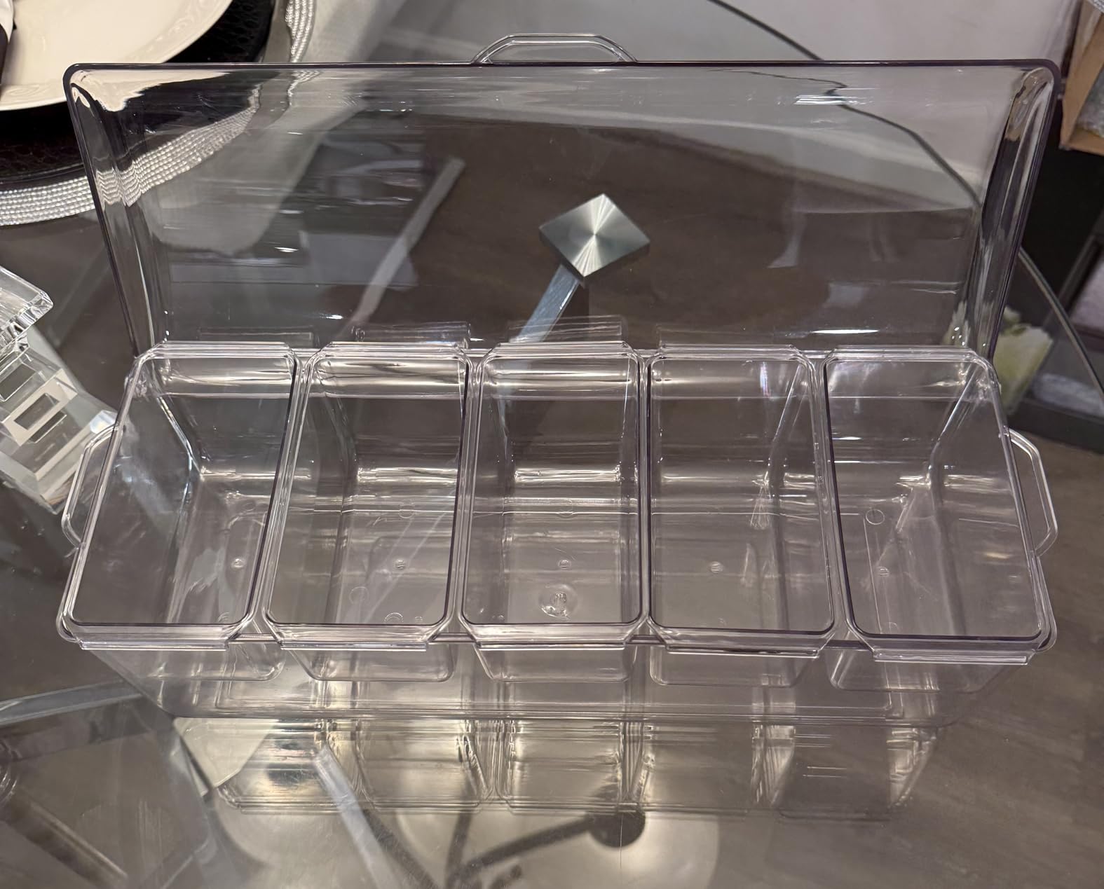 Condiment Tray with Stainless Steel 5 Spoons, 5 Forks and 1 Clip, Chilled Condiment Server, Bar Garnish Holder on Ice customer photo 2