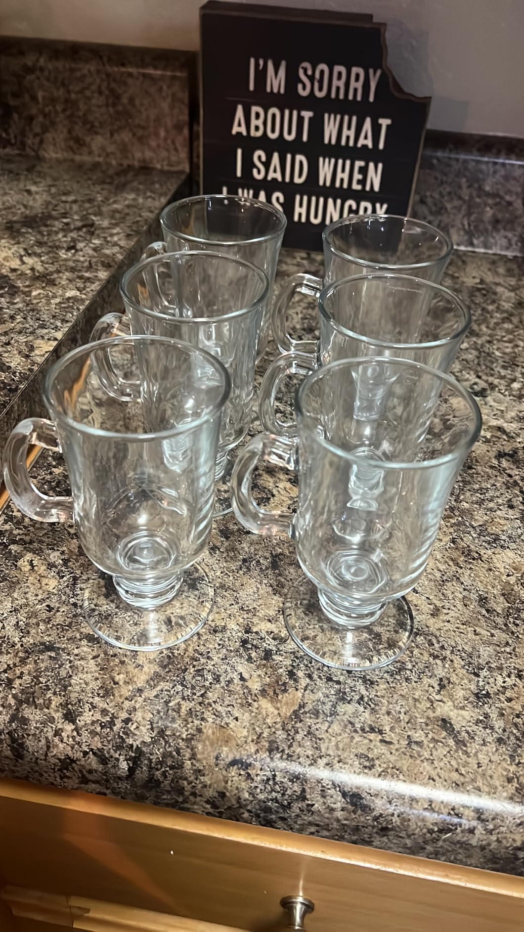 ZENFUN Set of 6 Irish Coffee Mugs, 8 Oz Glass Footed Espresso Cups with Handles, Clear Goblet Mugs Glasses for Coffee, Latte, Cappuccino, Smoothie customer photo 2