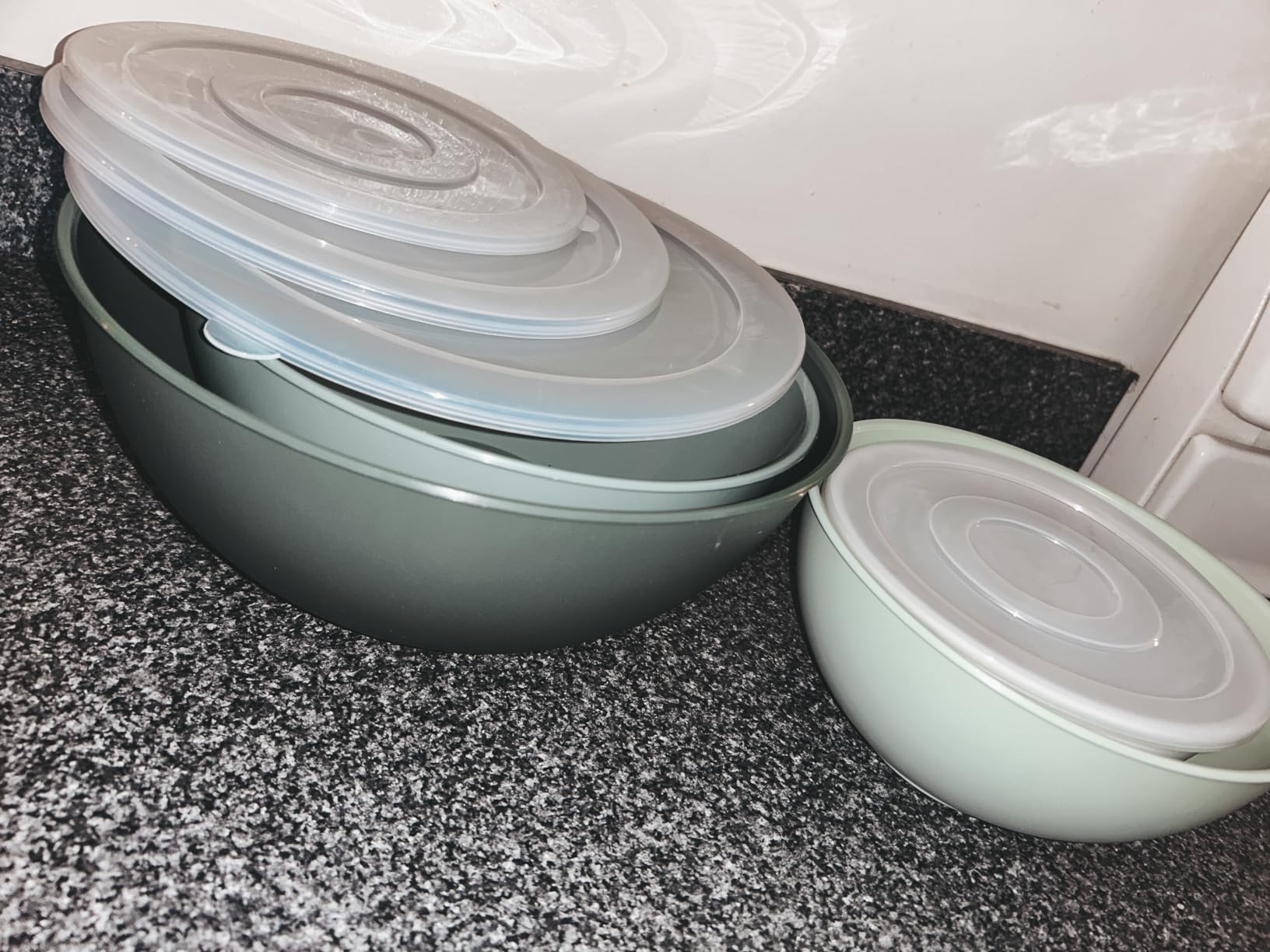 COOK WITH COLOR Mixing Bowls with Lids - 12 Piece Plastic Nesting Bowls Set includes 6 Prep Bowls and 6 Lids, Microwave Safe Mixing Bowl Set, Rose TPR Lid customer photo 1