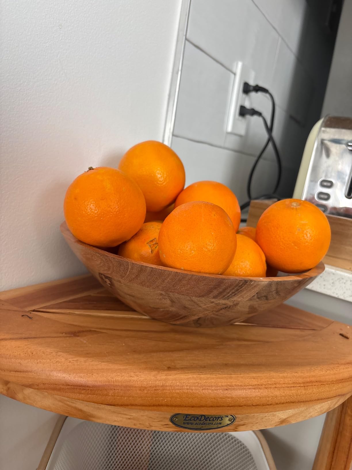 Samhita Acacia Wood Serving Bowl, Fruit Bowl, Friendly and Perfect for Salad, Vegetables and Fruit, Single Salad Bowl (10