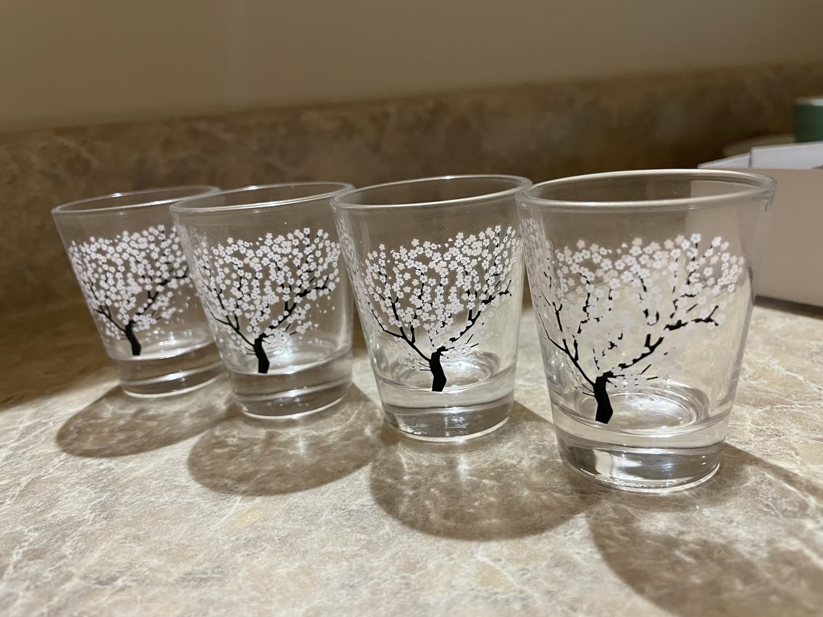 Emotional Korean Soju Glass Cup with Changing Cherry Blossom Color 4pcs Set Whiskey, tequila, sake, and other alcoholic beverages are available customer photo 2