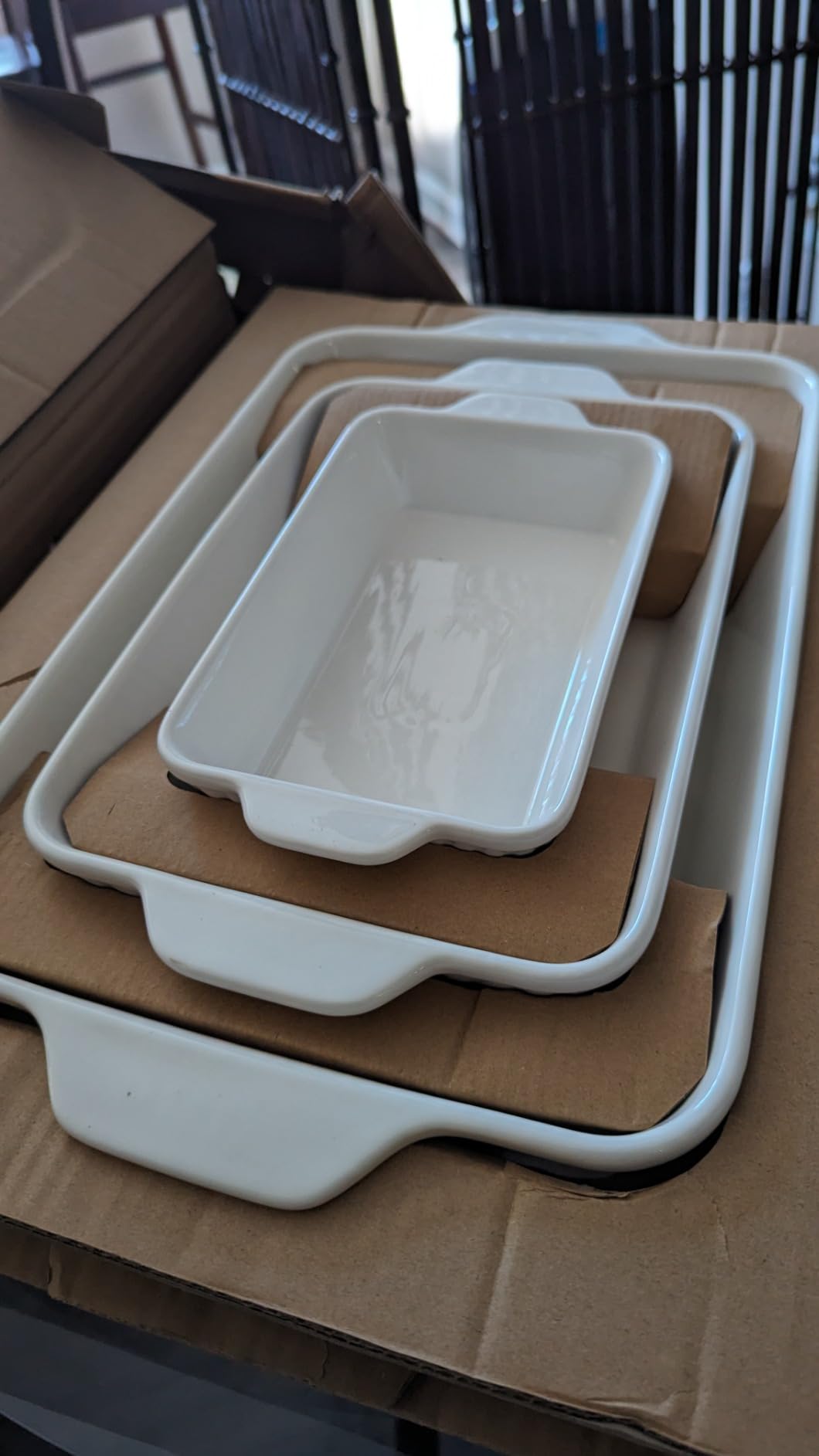 DOWAN Casserole Dishes for Oven, Baking Dishes Set, Ceramic Bakeware Sets of 3, Lasagna Pan Deep, Rectangular Baking Pan Set with Handles for Baking, Casserole, Kitchen, Wedding Gift, Soft White (15.6''/12.2''/8.9'') customer photo 1