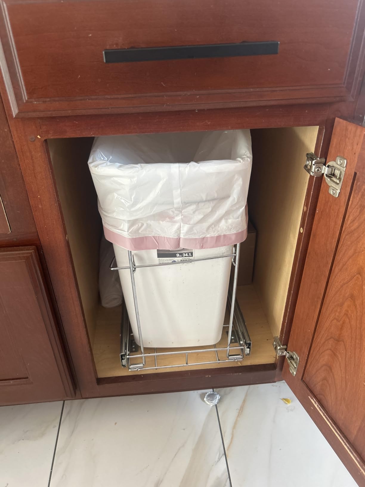Pull Out Trash Can Under Cabinet & Under Sink - Heavy Duty Sliding Adjustable Cabinet Garbage Can Organizer, Requires Minimum Cabinets Opening 13
