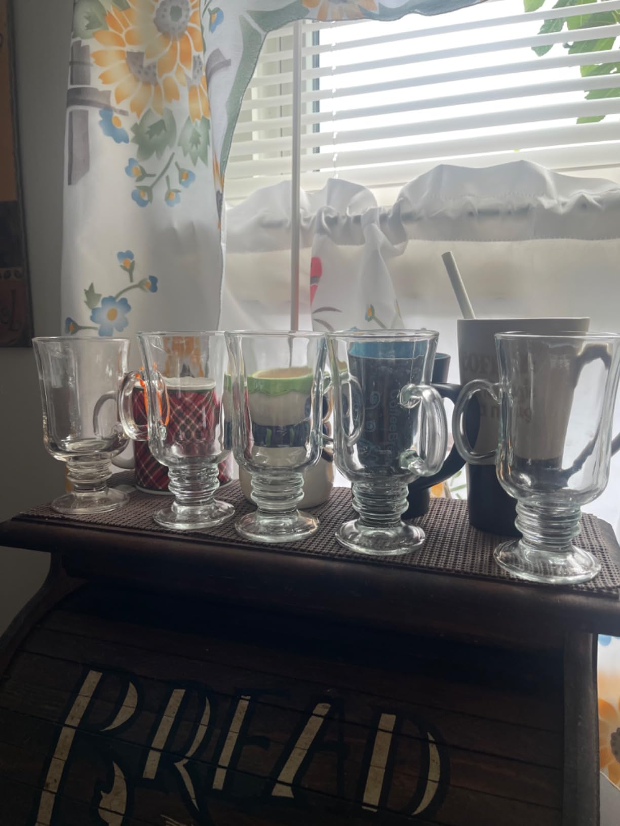 PARNOO Irish Coffee Mugs - 8 oz with Handle & Footed Stem Base - Clear Glasses for Tea, Coffee & Hot Chocolate, Heavy Duty Set of 4 customer photo 1