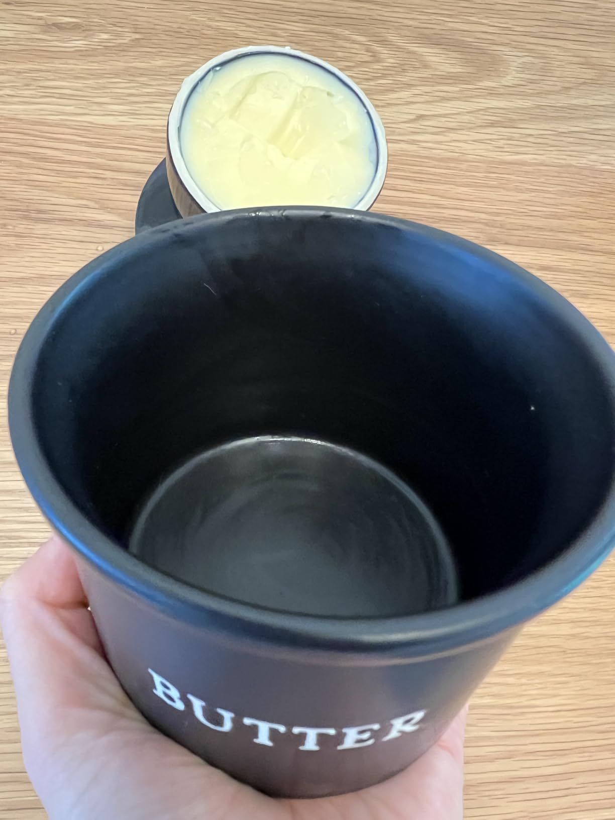 Butter Crock with Lid, Soft Spreadable Butter, Ceramic French Butter Keeper to Leave On Counter with Water Line, Butter Dish, Home and Kitchen Decor, Perfect for Christmas Gift (Black) customer photo 1