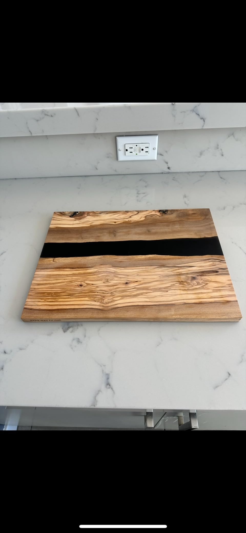 Handcrafted Italian Olive Wood Cheese & Charcuterie Board Set with Unique Blue Resin Artwork - Cutting Board Comes with 4 Cheese Knives, 2 Dipping Bowls & Corkscrew Wine Opener (Blue) customer photo 2
