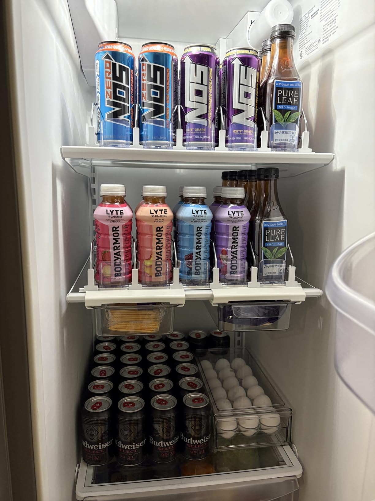 Drink Organizer for Fridge-White Automatic Pusher Glide,12oz 16oz 20oz-Soda Dispenser for Fridge-Holds up to 25 Cans customer photo 1