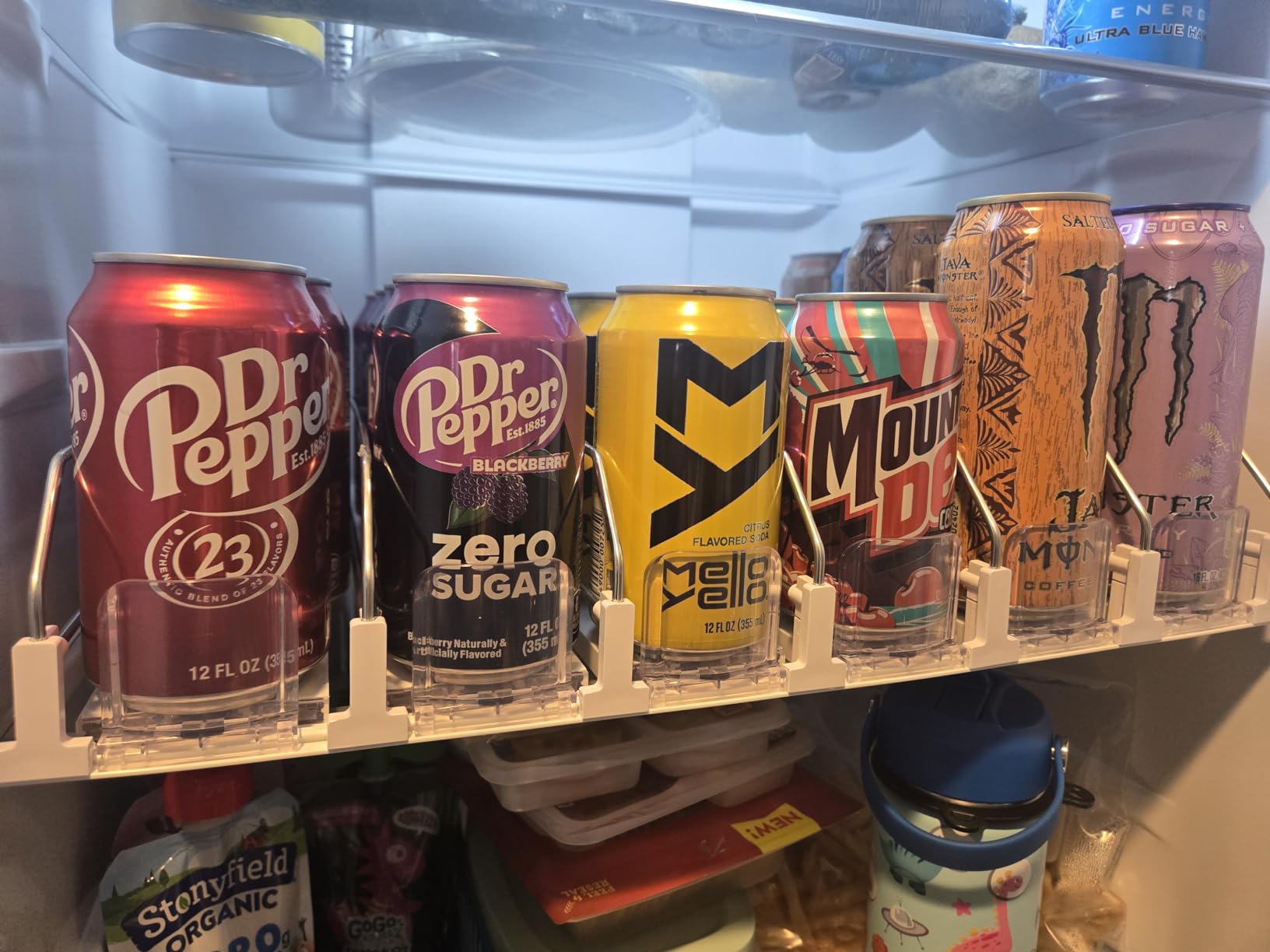 Drink Organizer for Fridge-White Automatic Pusher Glide,12oz 16oz 20oz-Soda Dispenser for Fridge-Holds up to 25 Cans customer photo 2