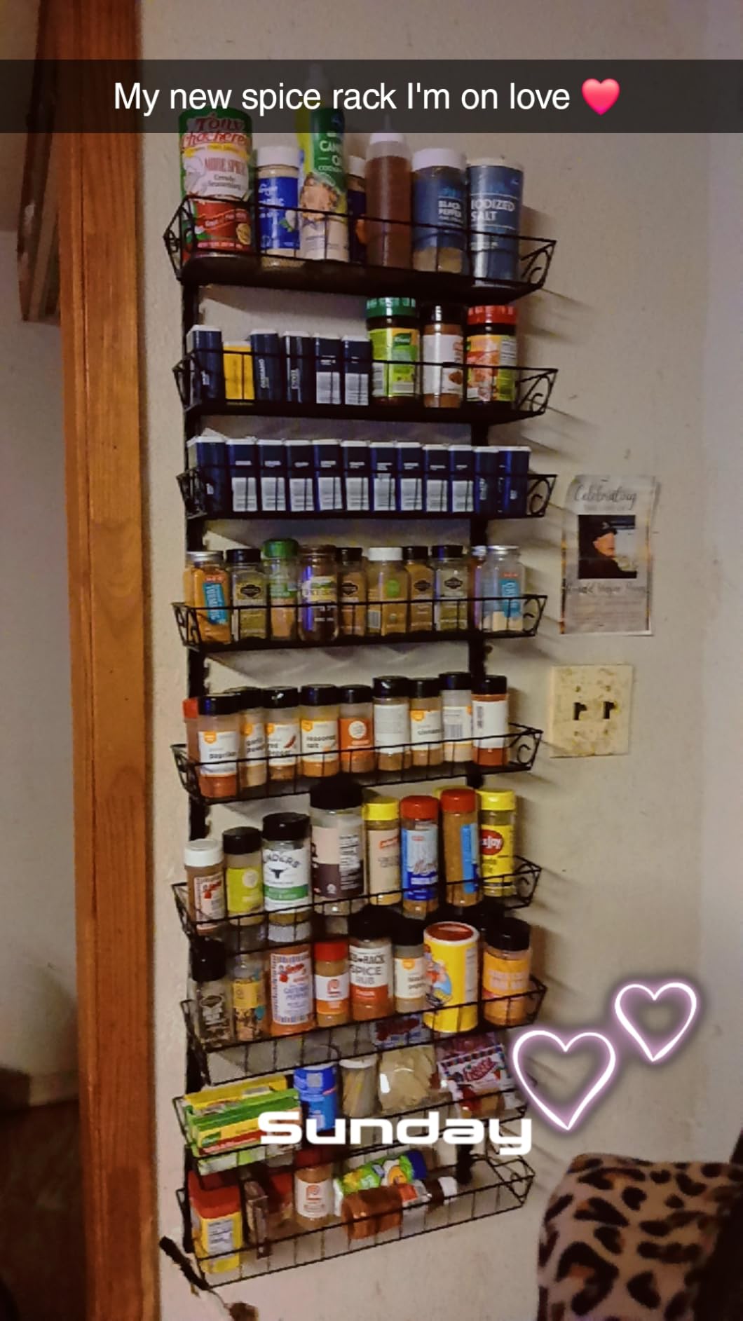 SWOMMOLY Adjustable Wall Mount Spice Rack Organizer, 12-Tier Dual-use Hanging Spice Shelf Storage customer photo 1