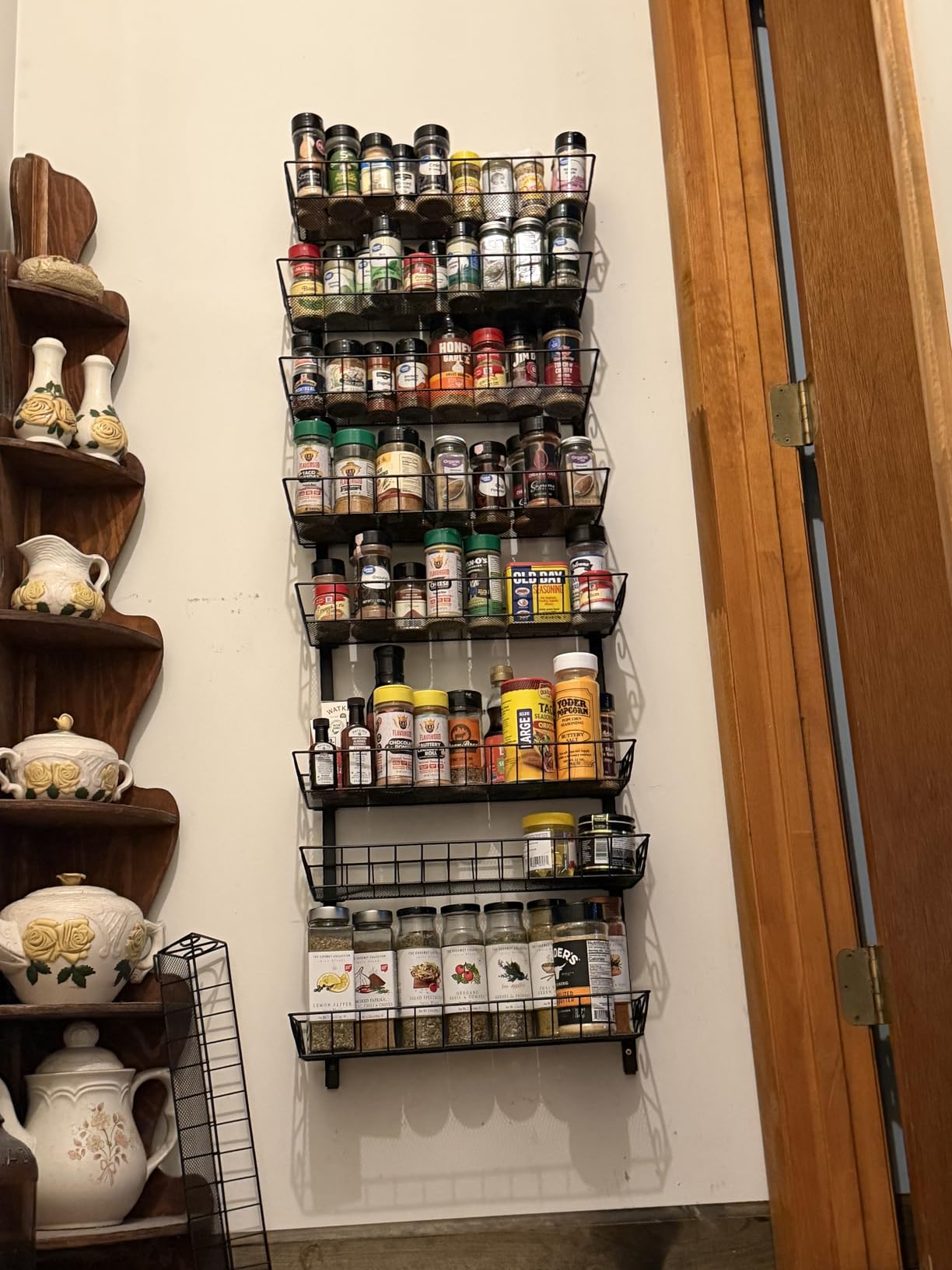 SWOMMOLY Adjustable Wall Mount Spice Rack Organizer, 12-Tier Dual-use Hanging Spice Shelf Storage customer photo 2