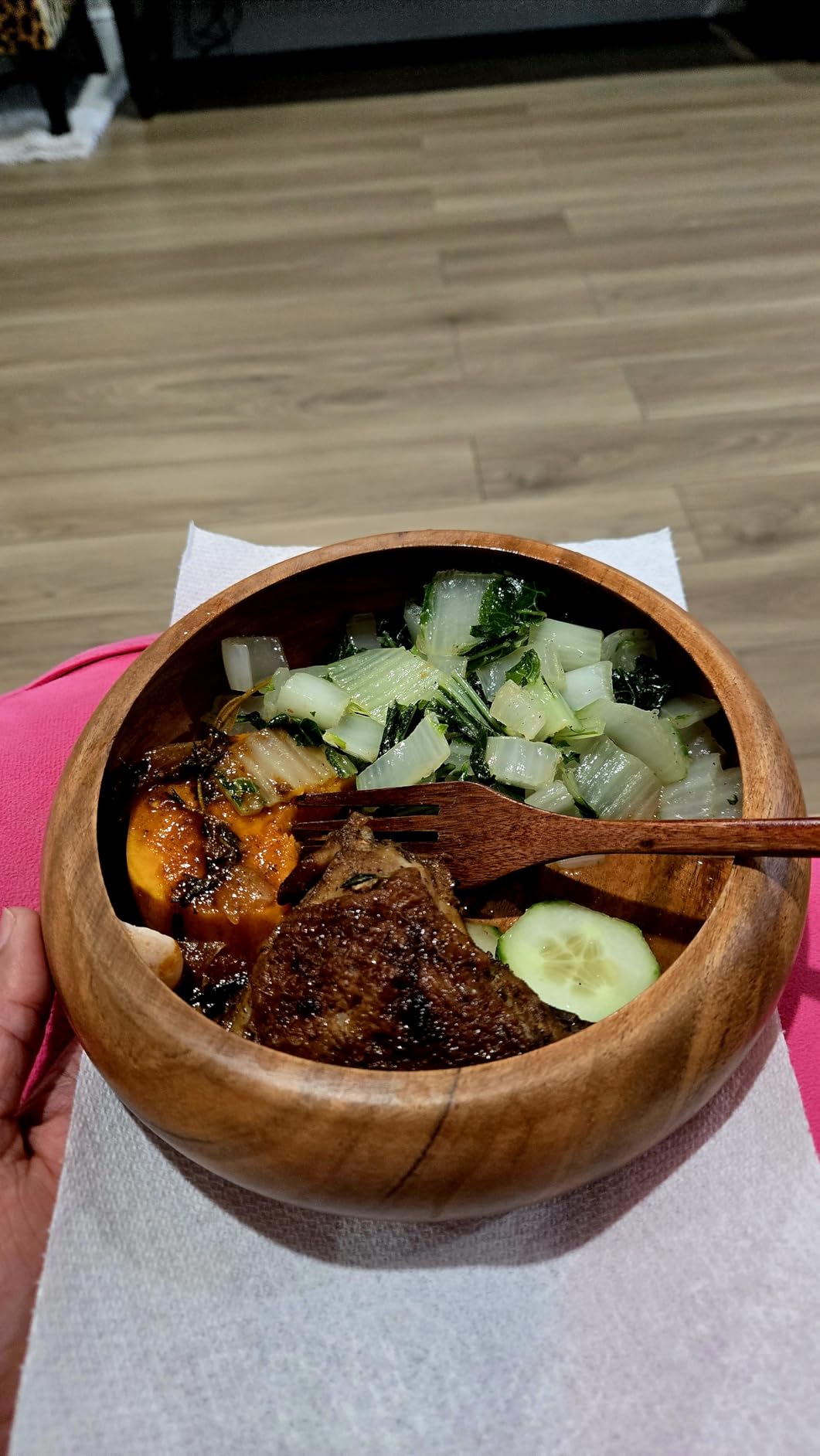 Set of 4 acacia wood bowls 8 x 2 inches (25 oz) with Food safe wood coating customer photo 1