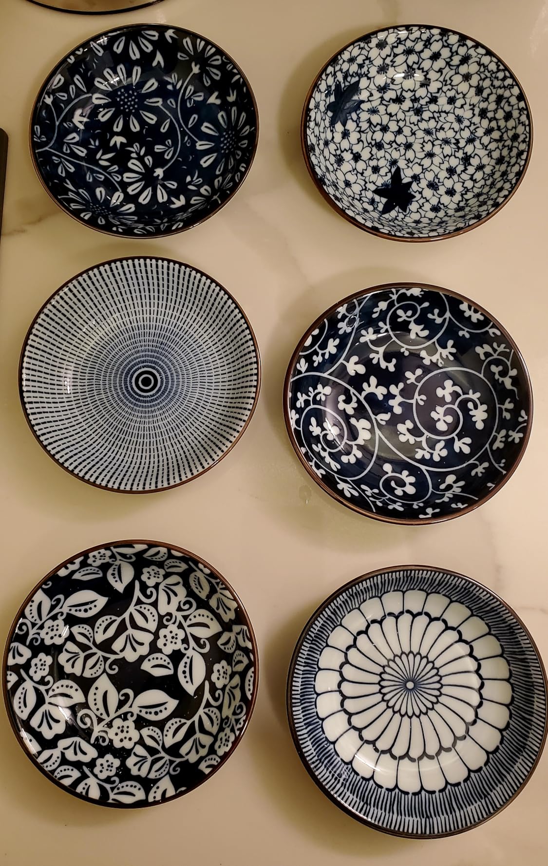 Dipping Bowls, Soy Sauce Dish Ceramic, 3 OZ Small Serving Bowls for Side Dishes Vintage Blue Stylish Design, Set of 6 customer photo 1