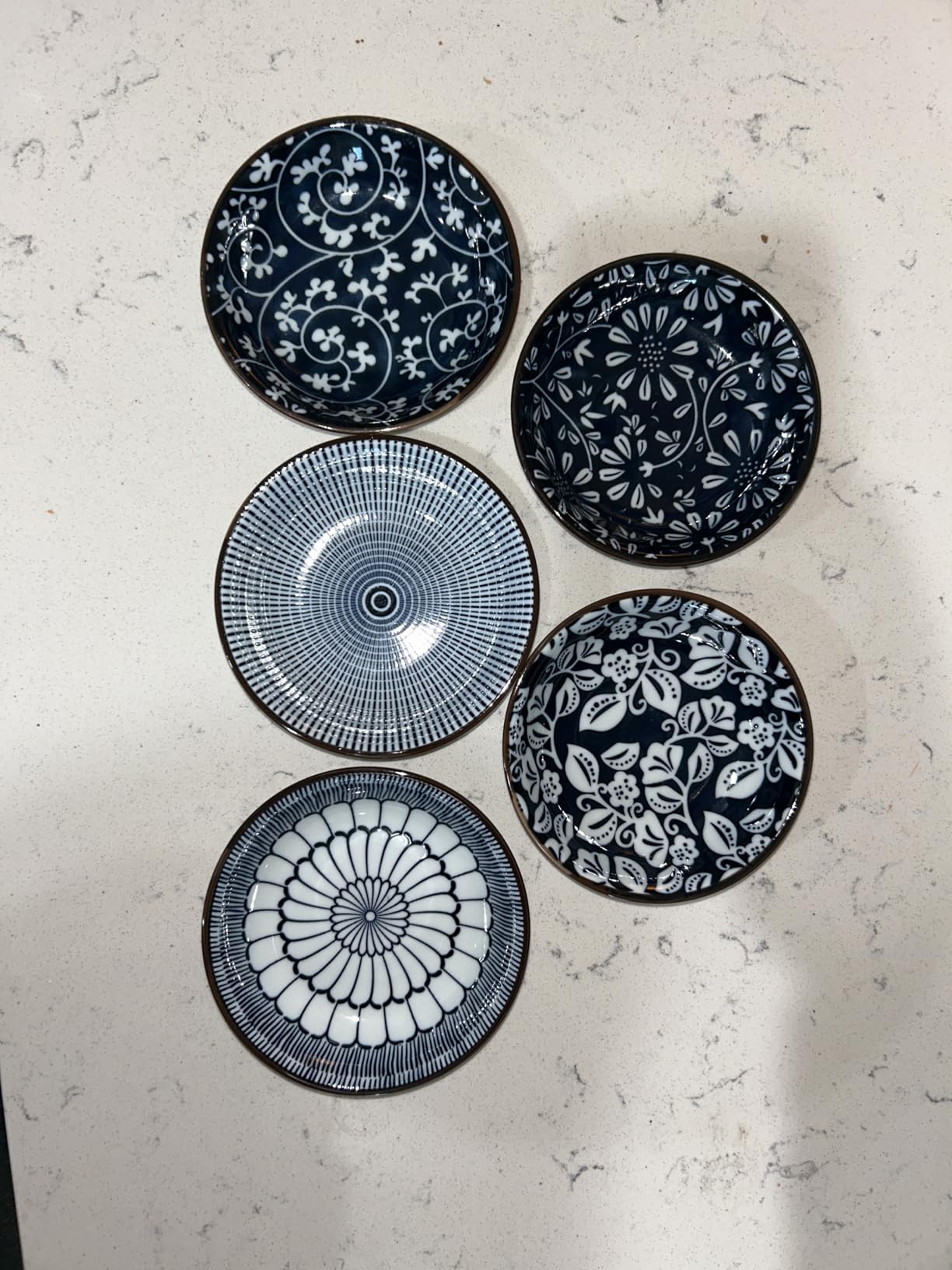 Dipping Bowls, Soy Sauce Dish Ceramic, 3 OZ Small Serving Bowls for Side Dishes Vintage Blue Stylish Design, Set of 6 customer photo 2
