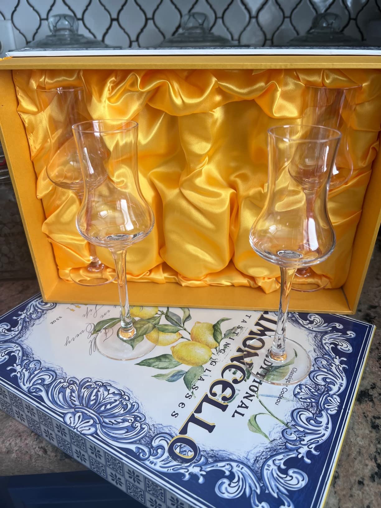 Crystal Limoncello Cordial Glasses | Set of 4 | Tall 3.3 oz Long Stemmed Spirit Glassware for Sipping Aromatic Liquor, After Dinner Drink, Aperitif, Digestive | Elegant Tulip Shaped Stemware customer photo 2