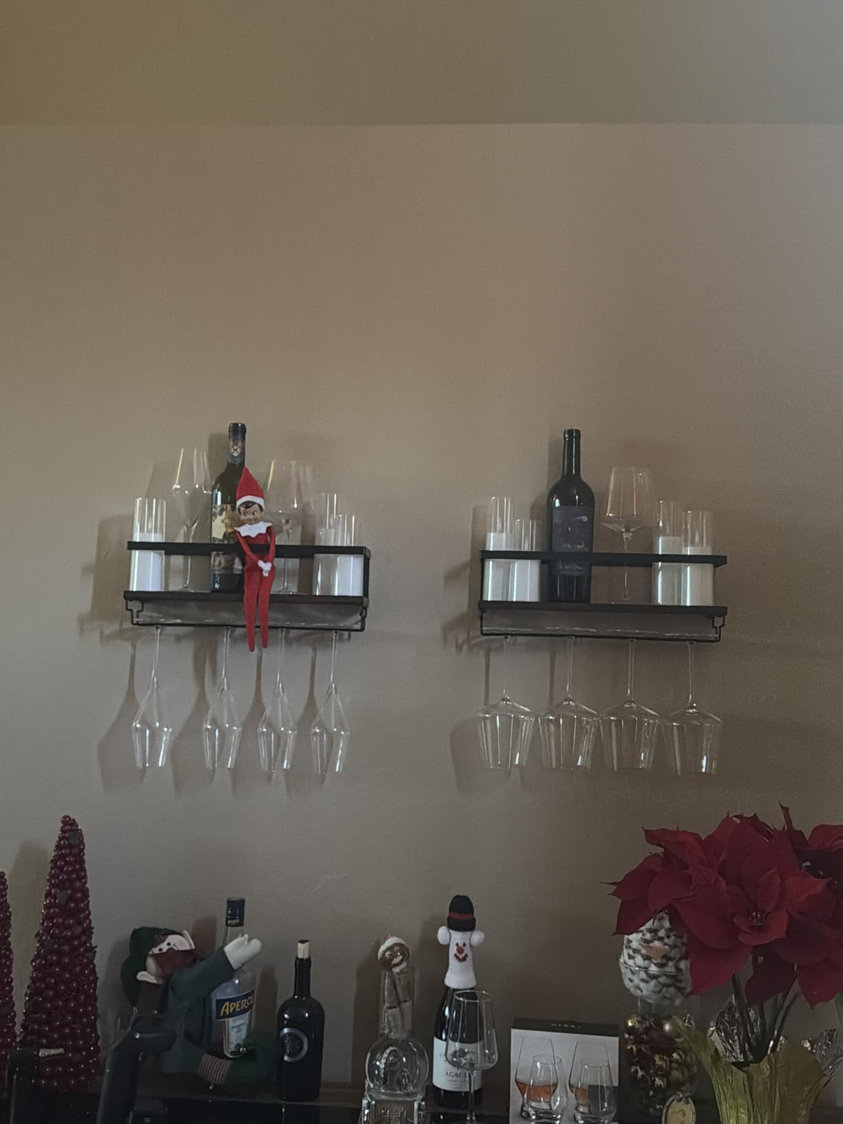 B4Life Wine Glass Holder Wall Mounted, Hanging Wine Glass Rack for Wine Bottles, Bar Shelf Wall Mounted with Stemware Hanger customer photo 2
