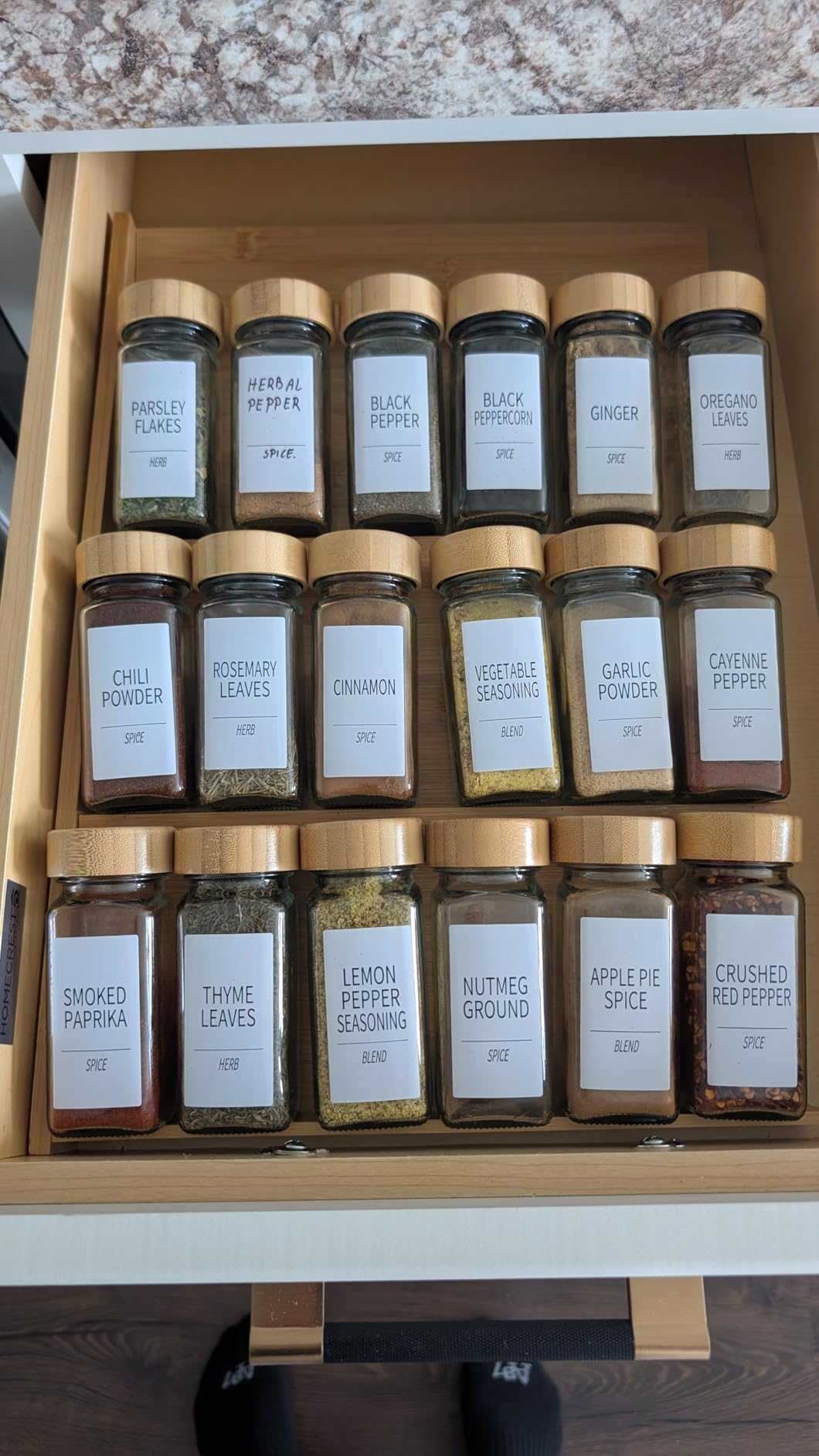 SpaceAid Bamboo Spice Drawer Organizer, Expandable 4 Tier Spices Rack for Cabinet customer photo 2