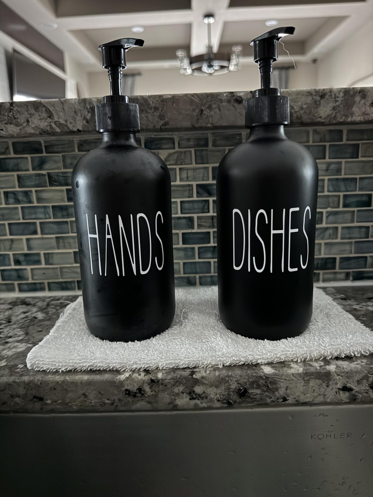 Glass Soap Dispenser Set 2 Pack, Contains Hand and Dish Soap Dispenser. Premium 16 Oz Black Kitchen Soap Dispenser Set for Kitchen Sink and Farmhouse Decor customer photo 1