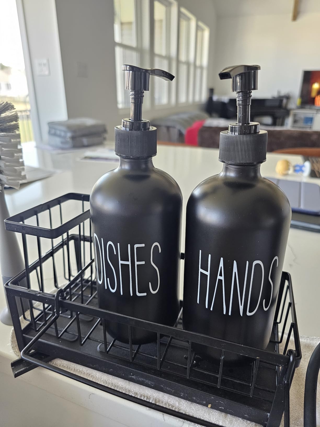 Glass Soap Dispenser Set 2 Pack, Contains Hand and Dish Soap Dispenser. Premium 16 Oz Black Kitchen Soap Dispenser Set for Kitchen Sink and Farmhouse Decor customer photo 2