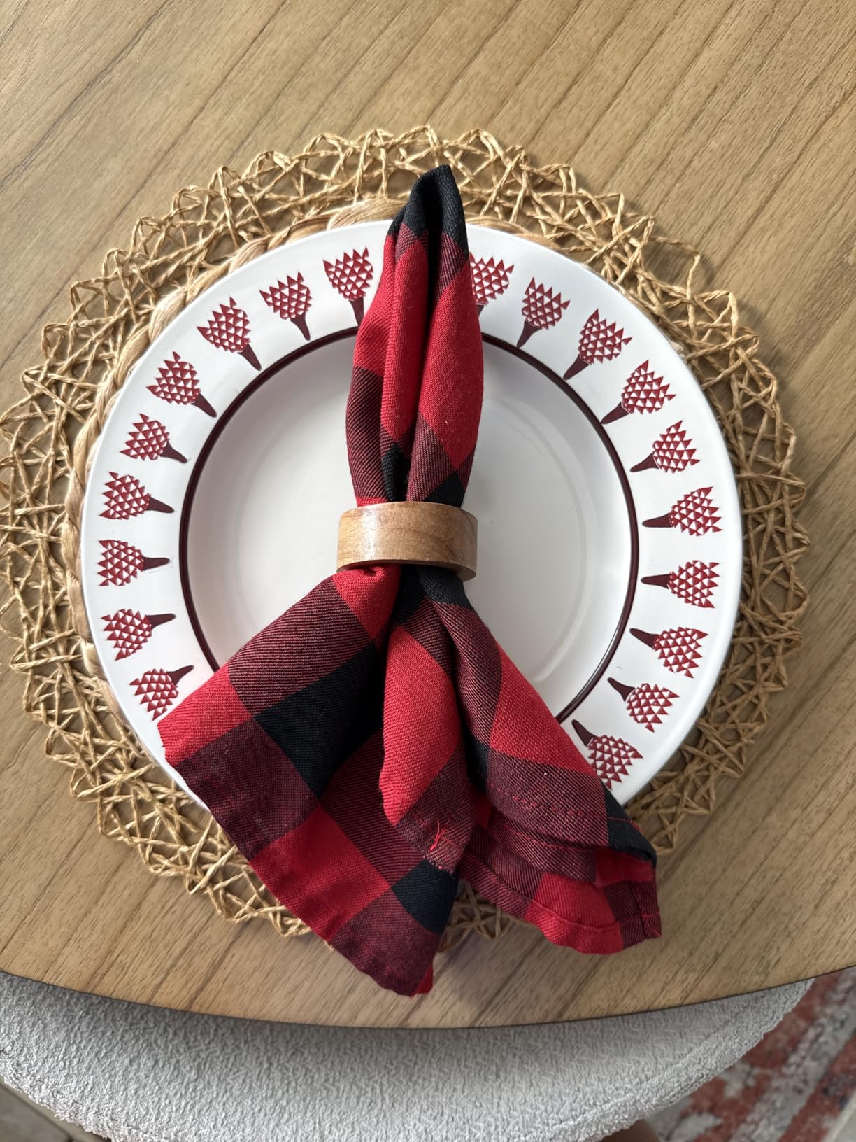 SAMHITA Handmade Acacia Wood Napkin Ring Set of 12 for Dining, Anniversary, Birthday, Christmas | Napkin Ring for Home and Kitchen Decor customer photo 2