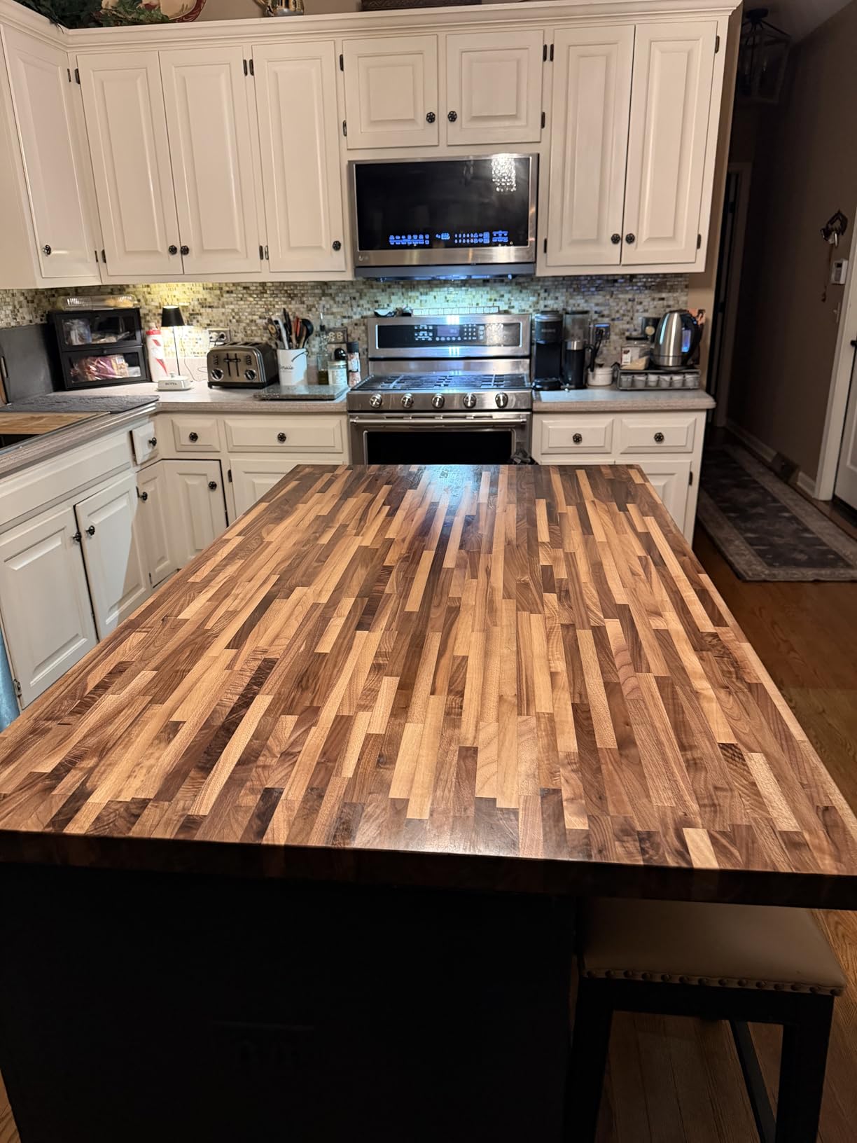 CONSDAN Butcher Block Counter Top, Walnut Solid Hardwood Countertop, Wood Slabs for Kitchen, Reversible, Both Side Polished, Prefinished with Food-safe Oil, 1.5