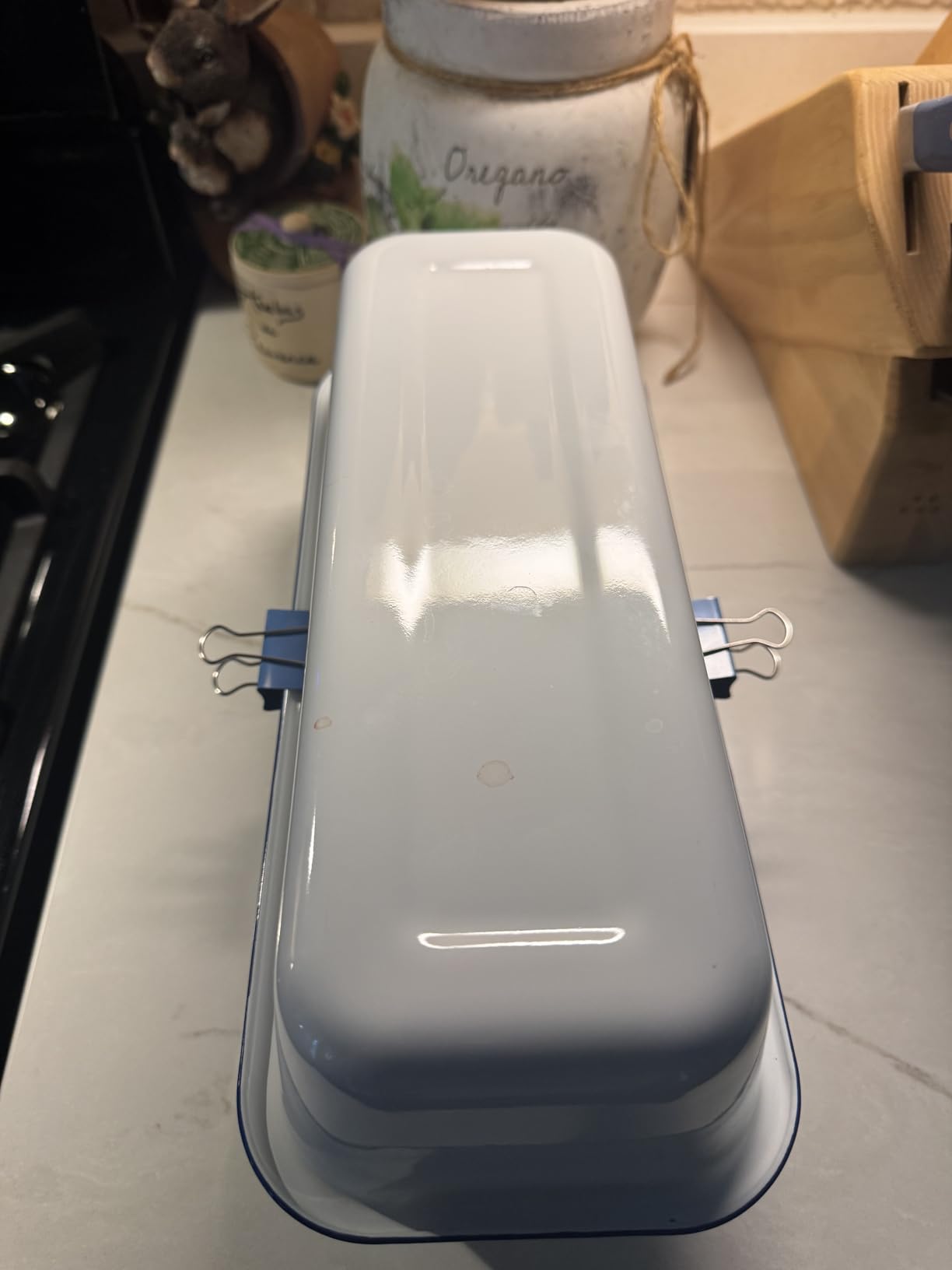 Webake Large Enamel Bread Pan, Long Banana Bread Loaf Pan for Baking, Non-Stick Rectangle Cake Pan Enamelware White 12 x 4.5 Inches customer photo 1