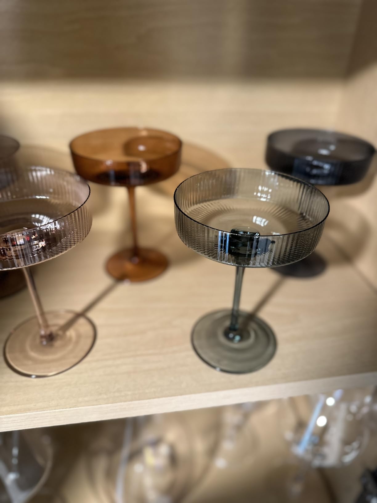Colored Vintage Art Deco Coupe Glasses - Martini, Cocktail & Champagne Ribbed Glasses 7oz | Set of 6 | Cute Pastel Muted Crystal Cocktail Glassware customer photo 2