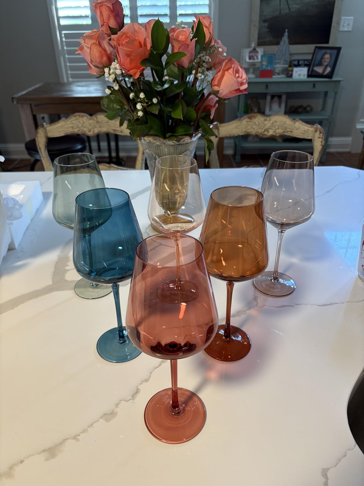 Colored Cordial Glasses Set of 6, 18oz Crystal Unique Fall Drinking Wine Glass Cups with Stem - Luxury Multi Color Glassware Gift Set for Wife & Mom customer photo 1