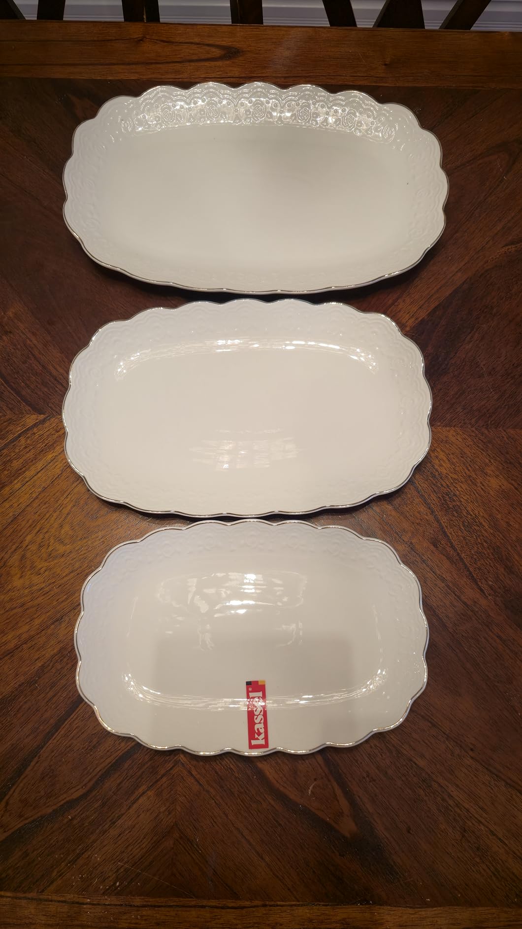 Kassel Ceramic Serving Platter Set 14-12-10 Inch Rectangular Serving Trays for Entertaining at Parties and Weddings, Oven Safe customer photo 1