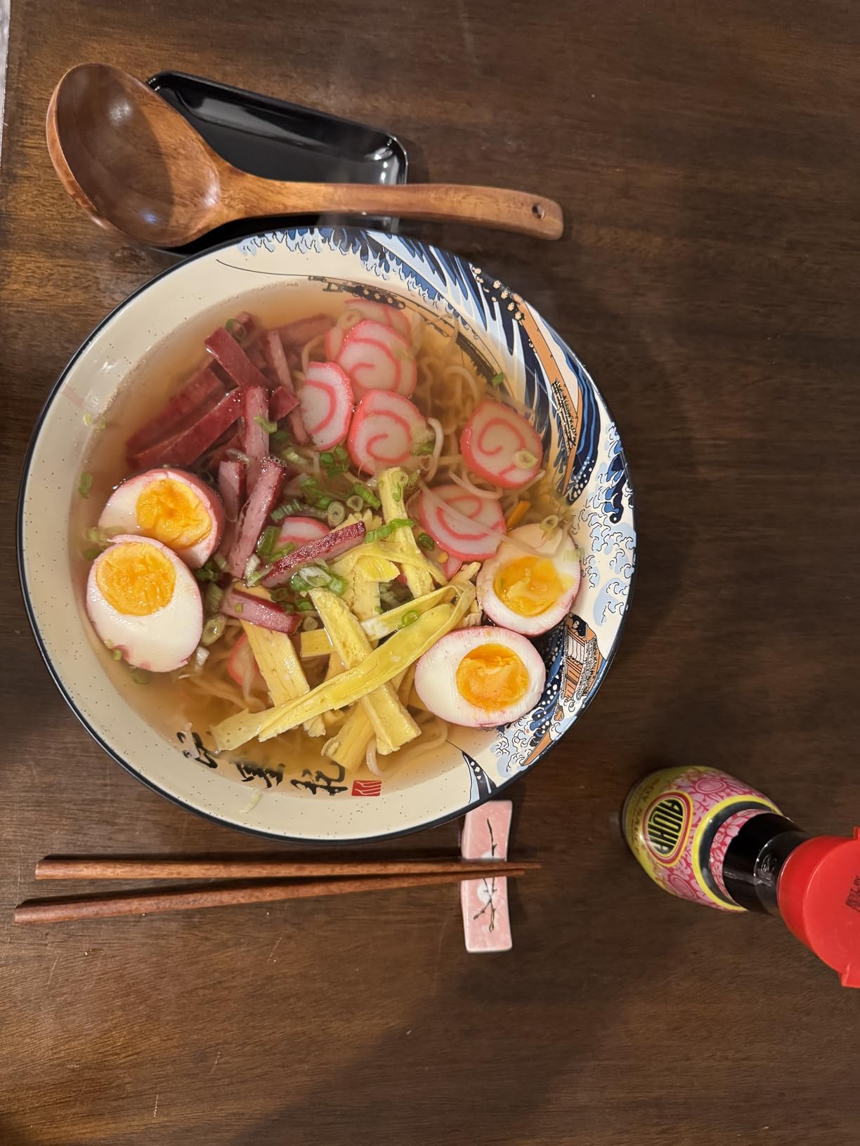 Japanese Ramen Bowl Set with Great Wave Design - 60oz Large Ceramic Bowls, Spoons, Chopsticks for Ramen, Pho, Salad, Poke - Premium Gift for Ramen Lovers - Microwave & Dishwasher Safe customer photo 2