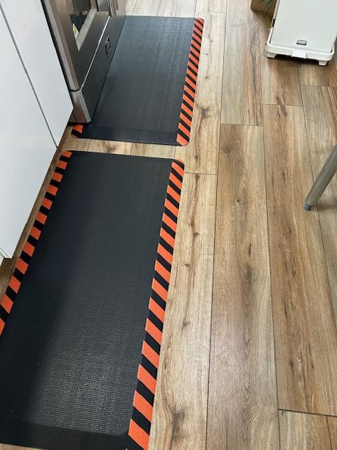 FEATOL Anti Fatigue Mat Industrial, Ergonomic Standing Floor Mat for Work for Stand -Safety Support for Leg & Back Pain(Yellow Border, 20