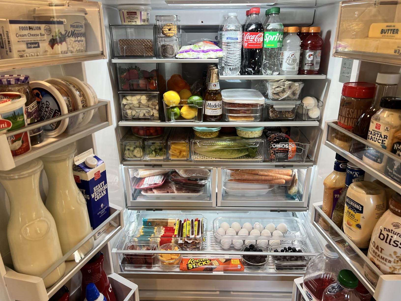 10-Pack Clear Fridge Organizer Bins with Lids, Stackable Refrigerator Storage Containers with Drain Tray customer photo 1