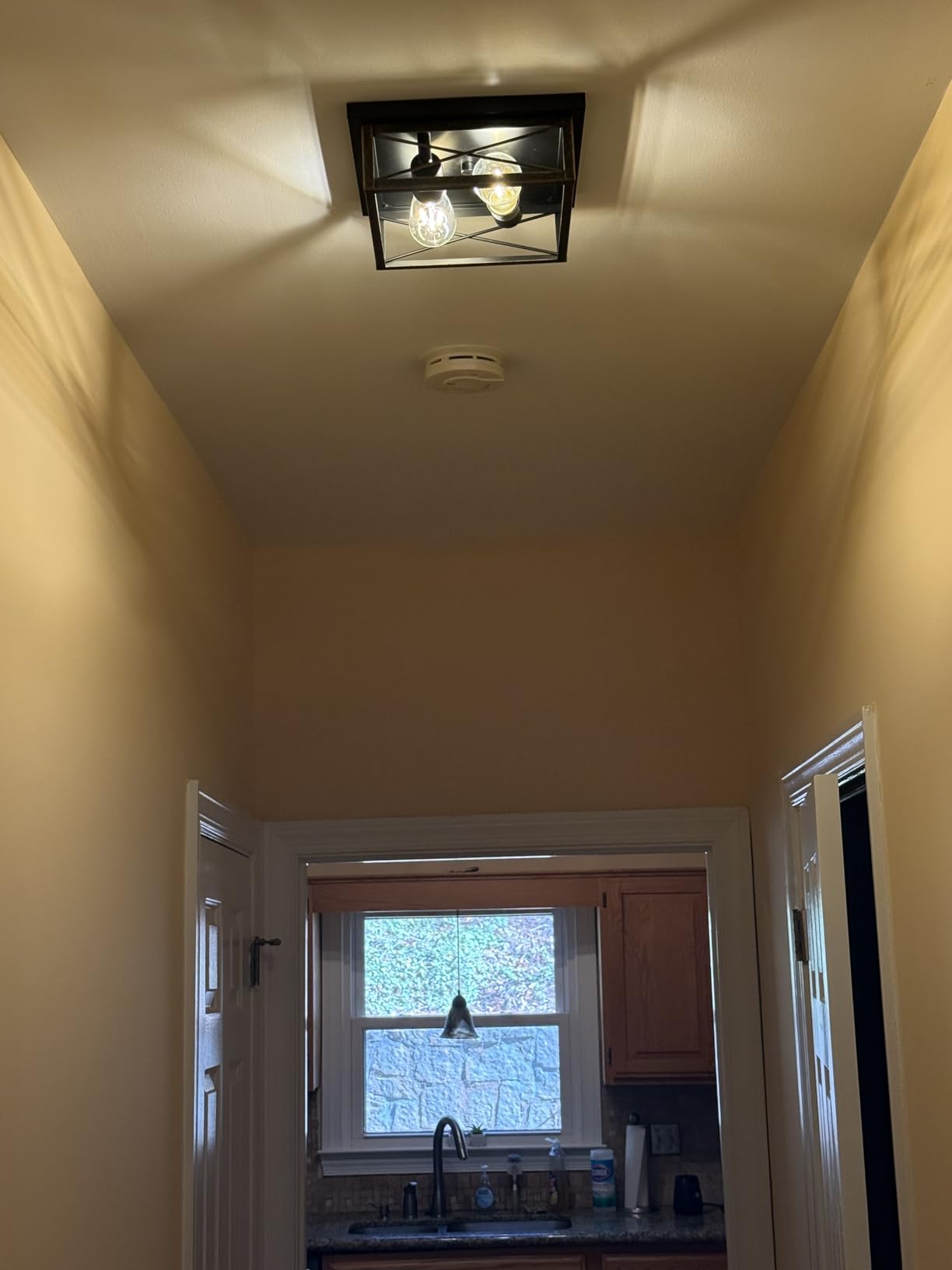 2-Light Industrial Square Flush Mount Ceiling Light, Farmhouse Ceiling Light Fixture for Kitchen, Modern Black Close to Ceiling Light for Hallway Bedroom Balcony Porch Stairway, E26, 2-Pack customer photo 1