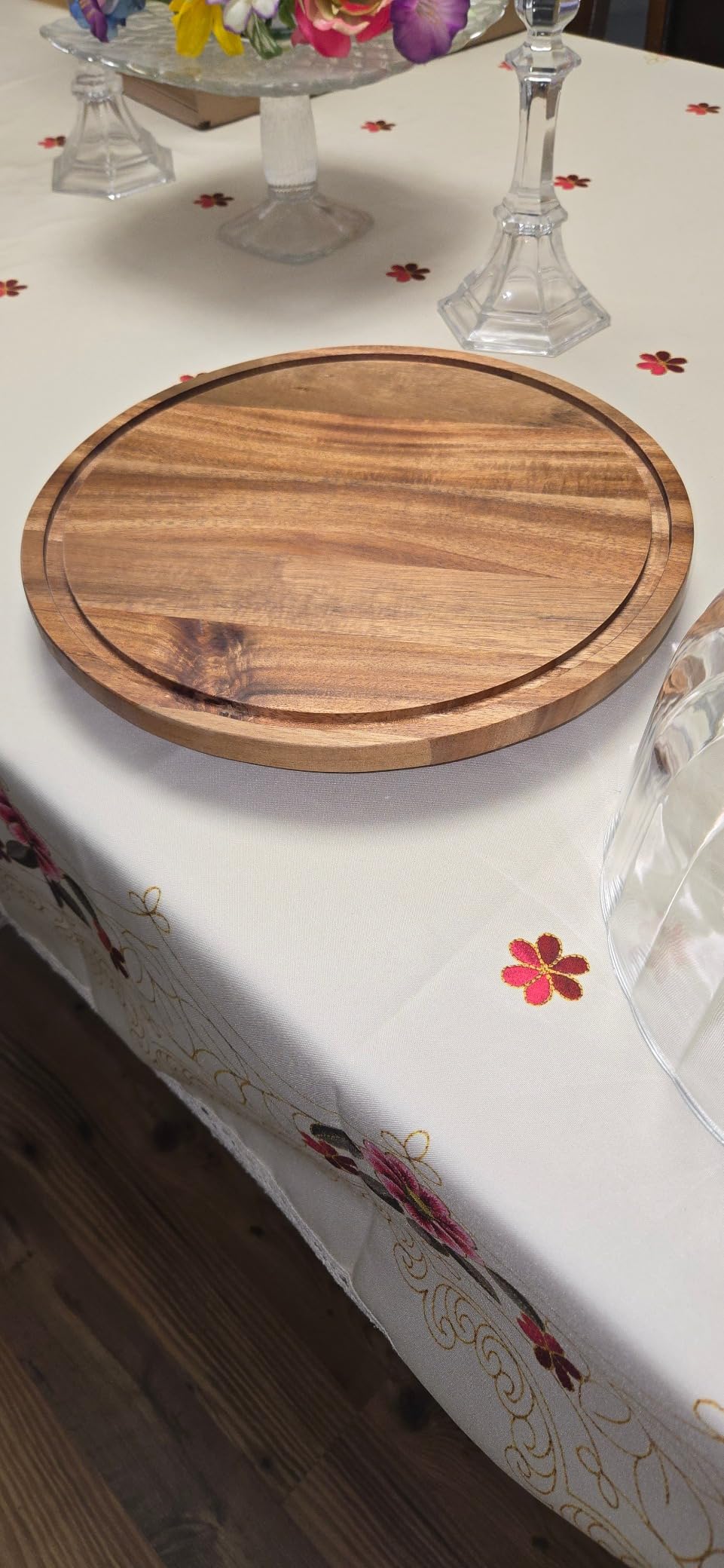 cutesun Cake Stand with Lid, Rotating Cake Stand with Lid & Dome, 11.8'' Acacia Wood Shatterproof 10.4'' Acrylic Cake Display Stand for Wedding, Birthday, Parties customer photo 1