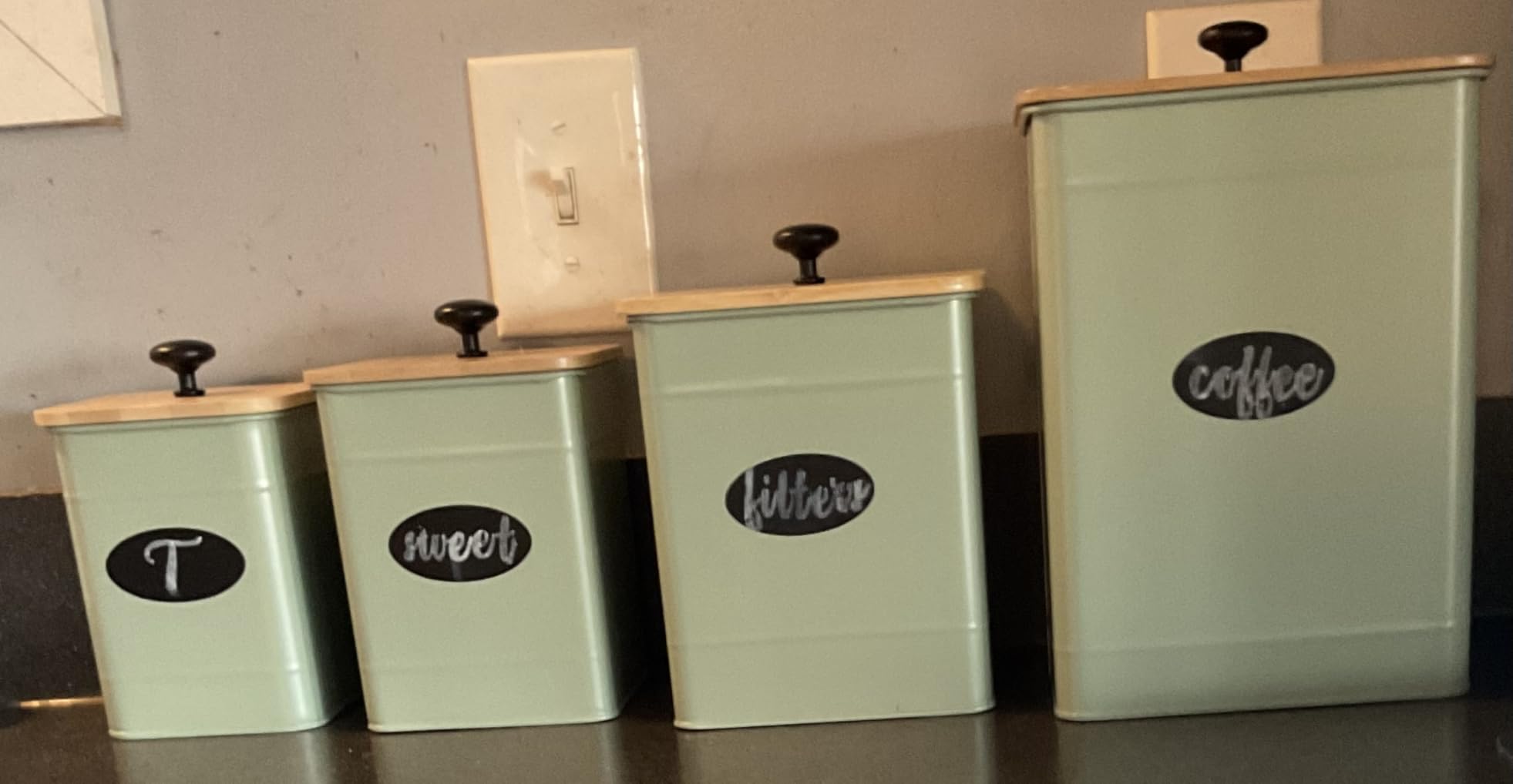 Kitchen Canisters for Countertop Set of 4 with Customizable Chalkboard Labels & Marker Pen - Big Iron Kitchen Canisters with Airtight Lids - Canisters Sets for the Kitchen - White Kitchen Canister Set customer photo 1