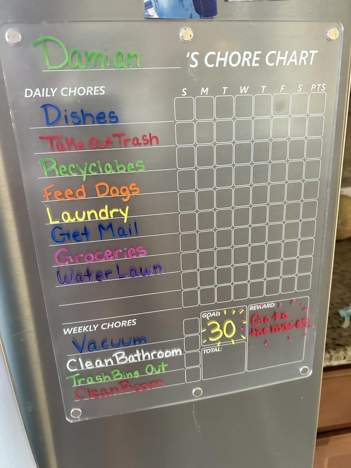 Acrylic Magnetic Meal Planner Menu Board for Kitchen Fridge w/ 8 Markers, Clear Refrigerator Weekly Dry Erase Calendar Planning Noteboard customer photo 2