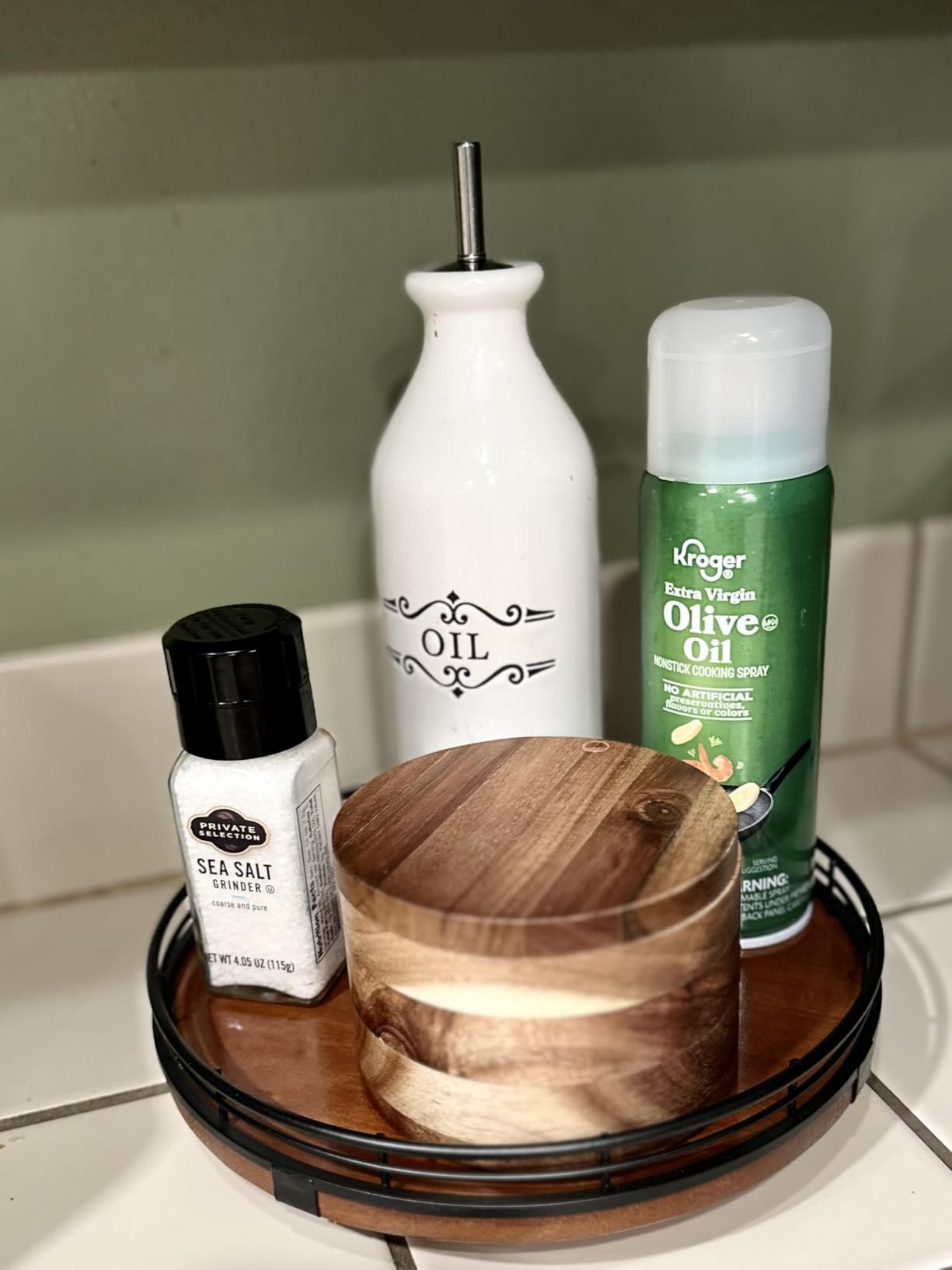 KITCHENDAO Acacia Wood Salt and Pepper Bowl Box, Built-in Spoon, Two Compartments Spice Seasoning Container, Sea Salt Cellar Holder, Magnetic Swivel Lid, Dual 5oz Capacity customer photo 1